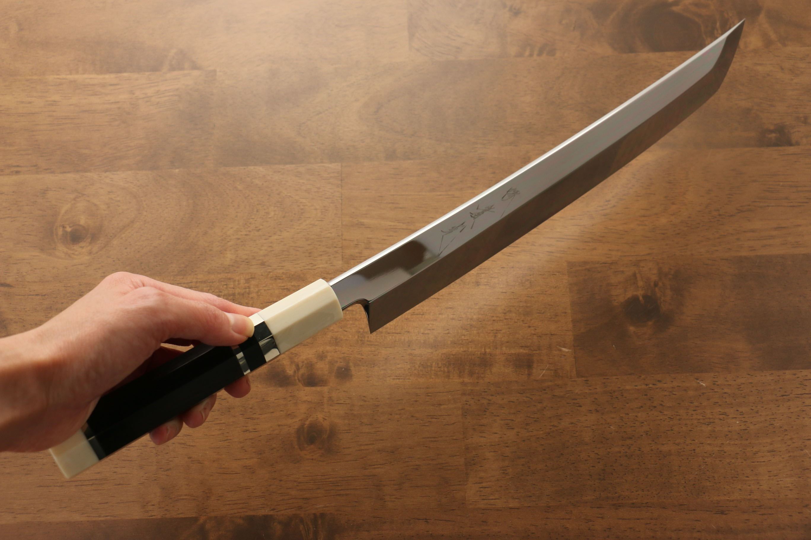 Jikko Silver Steel No.3 Sakimaru Yanagiba 270mm Ebony with Ring Handle - Japanny - Best Japanese Knife