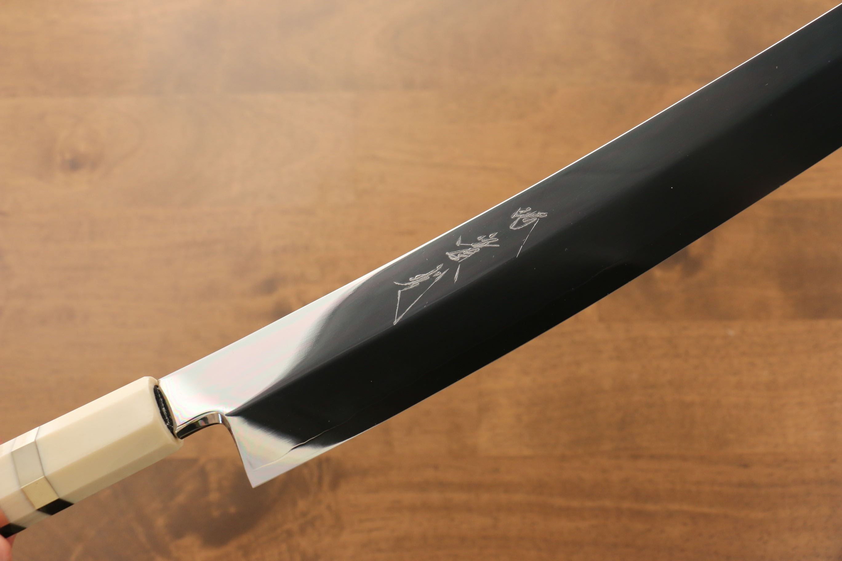 Jikko Silver Steel No.3 Sakimaru Yanagiba 300mm Ebony with Ring Handle - Japanny - Best Japanese Knife