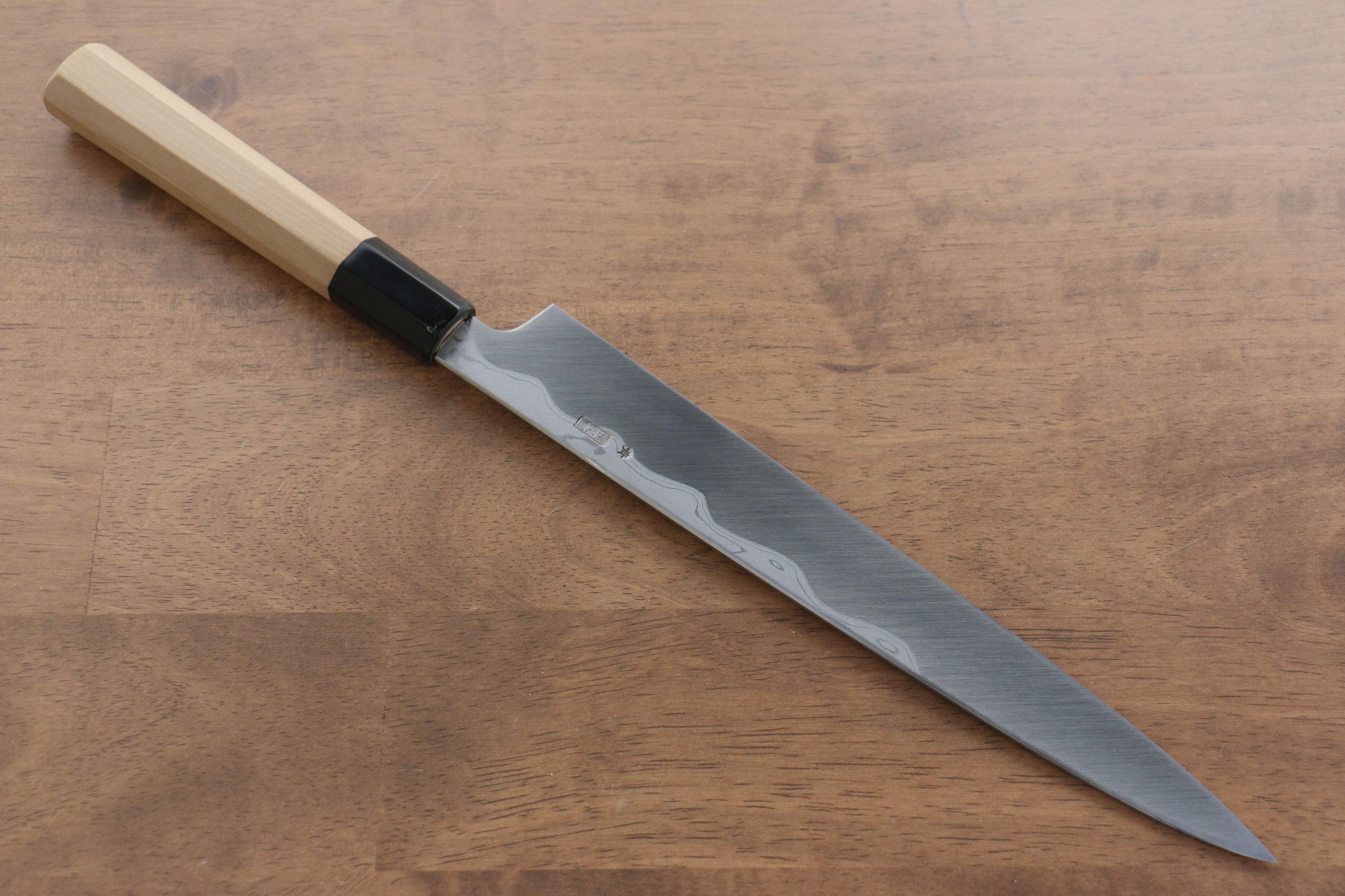 Kikuzuki Blue Steel No.1 Damascus Yanagiba 240mm Magnolia Handle - Japanny - Best Japanese Knife