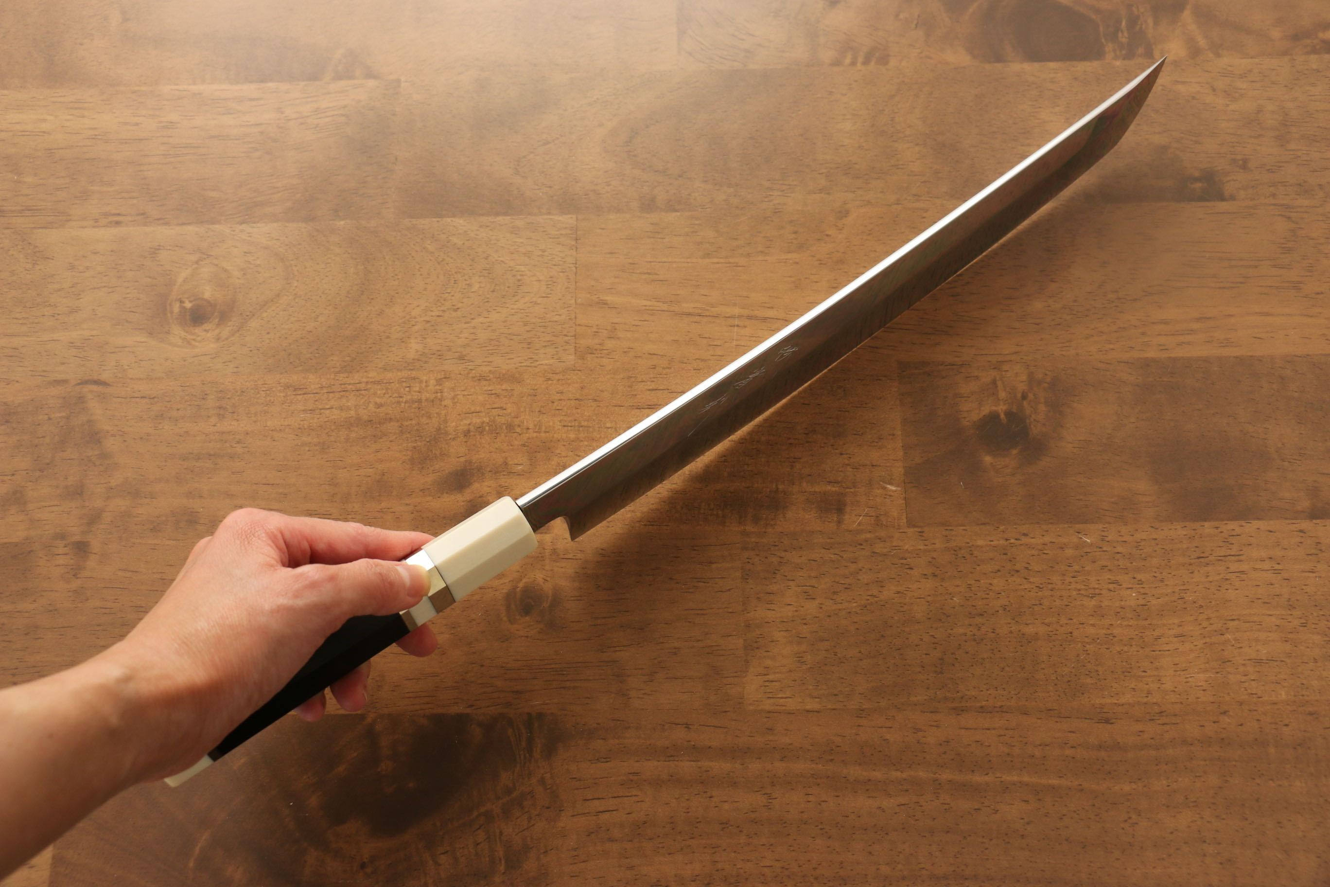 Jikko Silver Steel No.3 Sakimaru Yanagiba 300mm Ebony with Ring Handle - Japanny - Best Japanese Knife