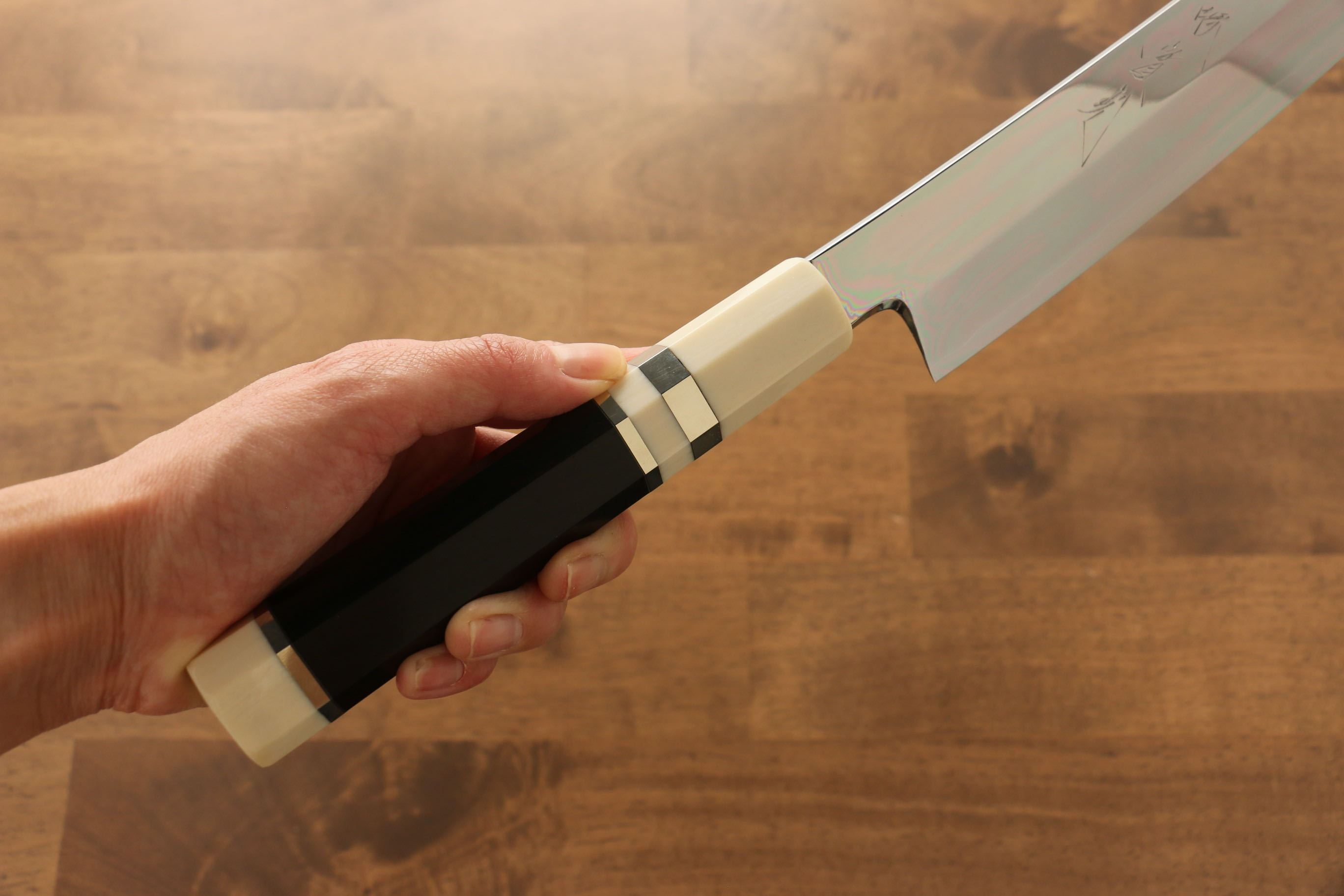 Jikko Silver Steel No.3 Sakimaru Yanagiba 300mm Ebony with Ring Handle - Japanny - Best Japanese Knife