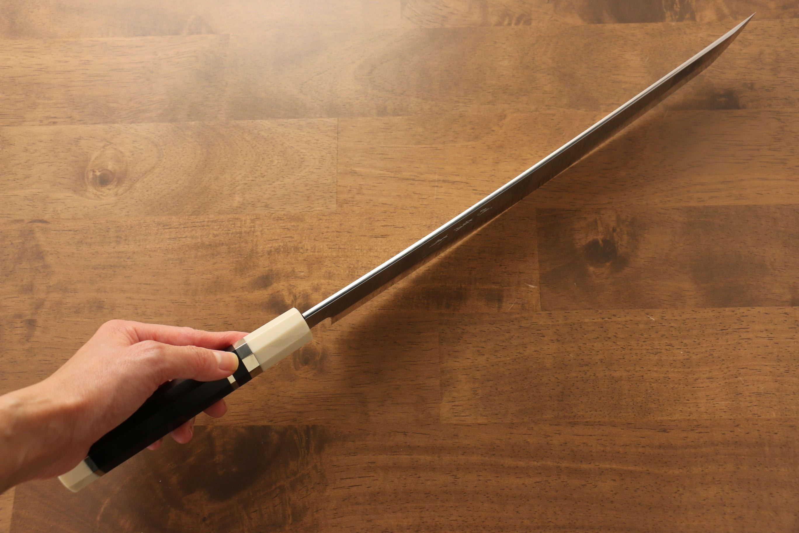 Jikko Silver Steel No.3 Sakimaru Yanagiba 330mm Ebony with Ring Handle - Japanny - Best Japanese Knife