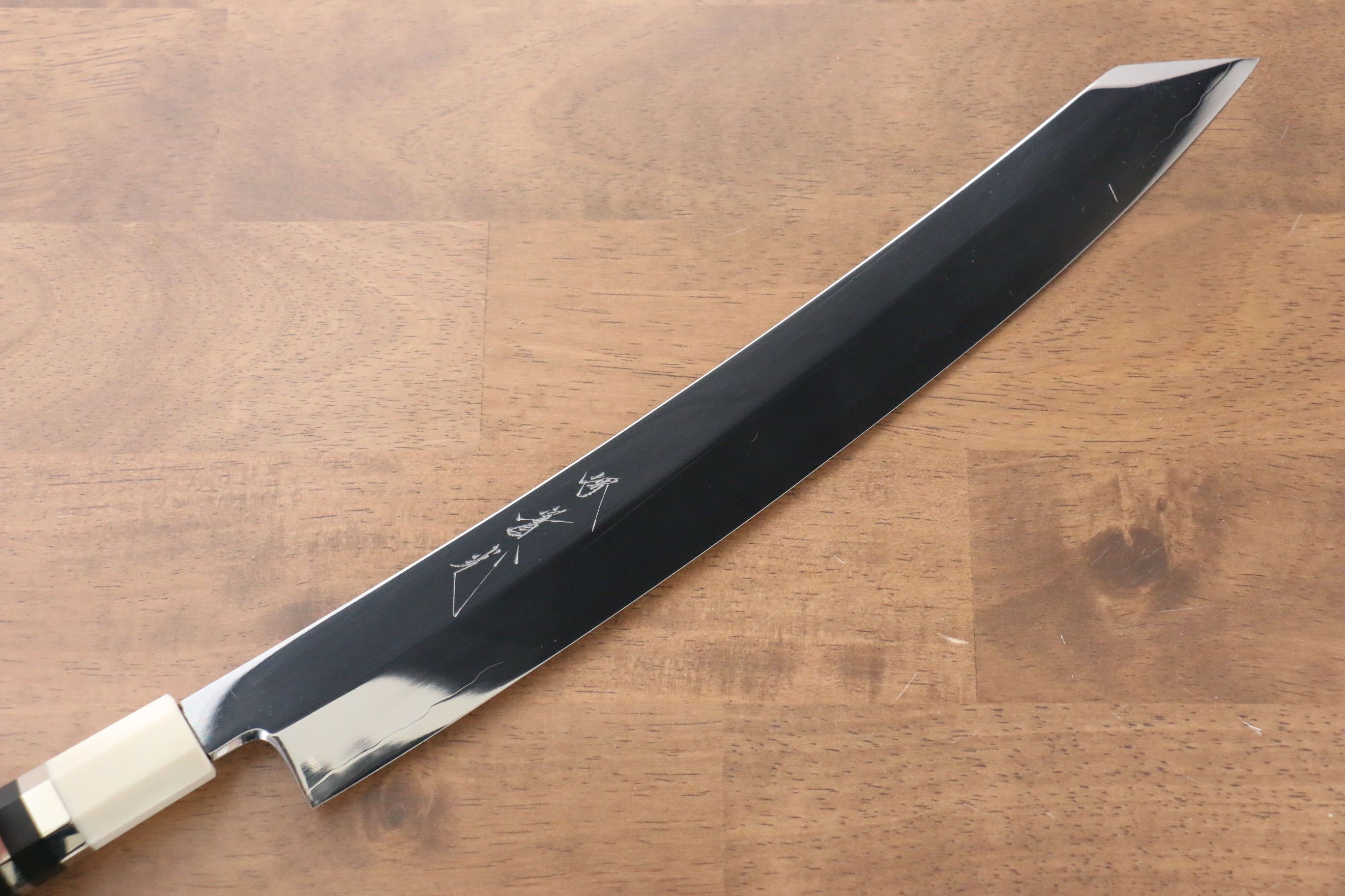 Jikko Silver Steel No.3 Mirrored Finish Kiritsuke Yanagiba 330mm Ebony with Ring Handle - Japanny - Best Japanese Knife