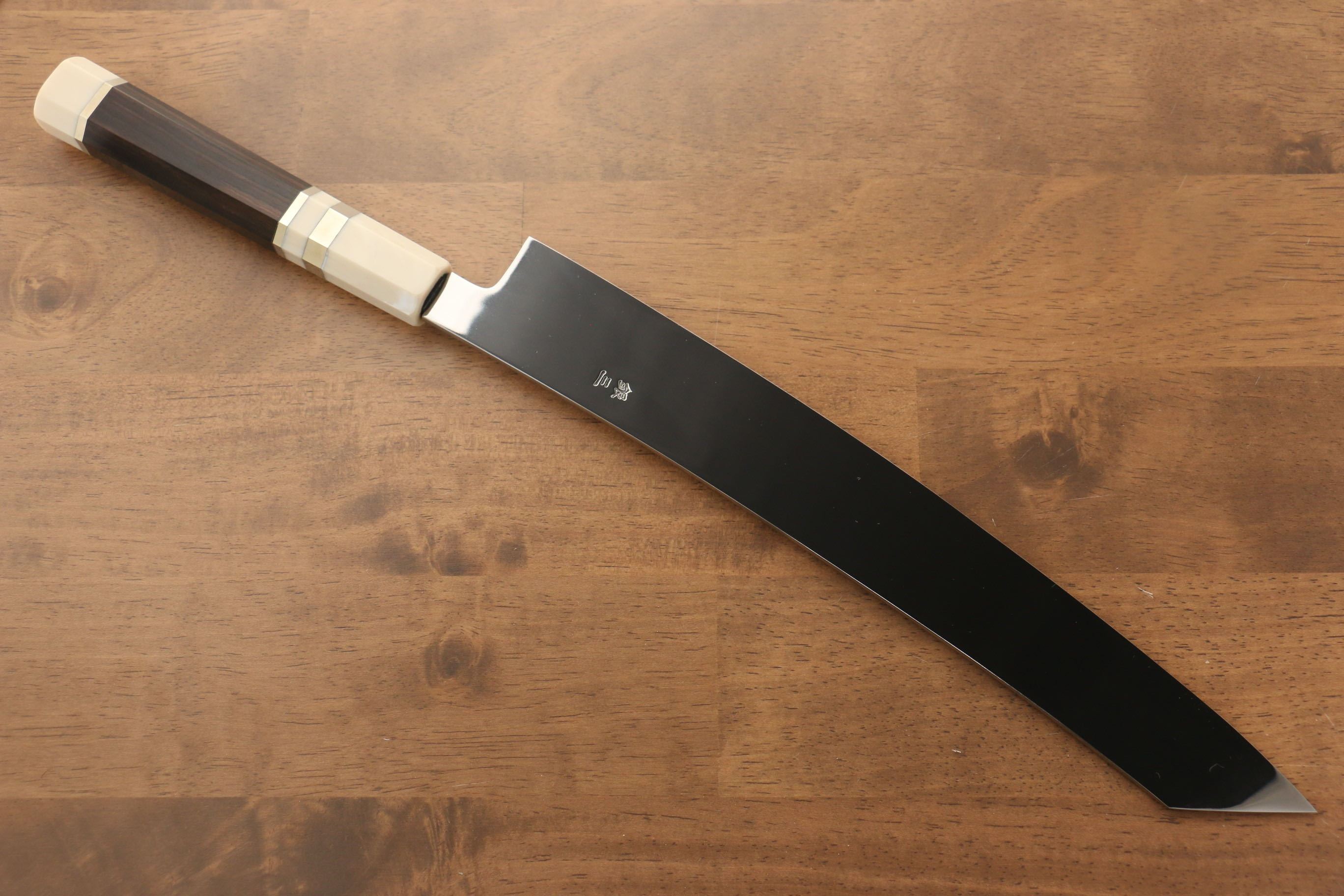 Jikko Silver Steel No.3 Mirrored Finish Kiritsuke Yanagiba 300mm Ebony with Ring Handle - Japanny - Best Japanese Knife