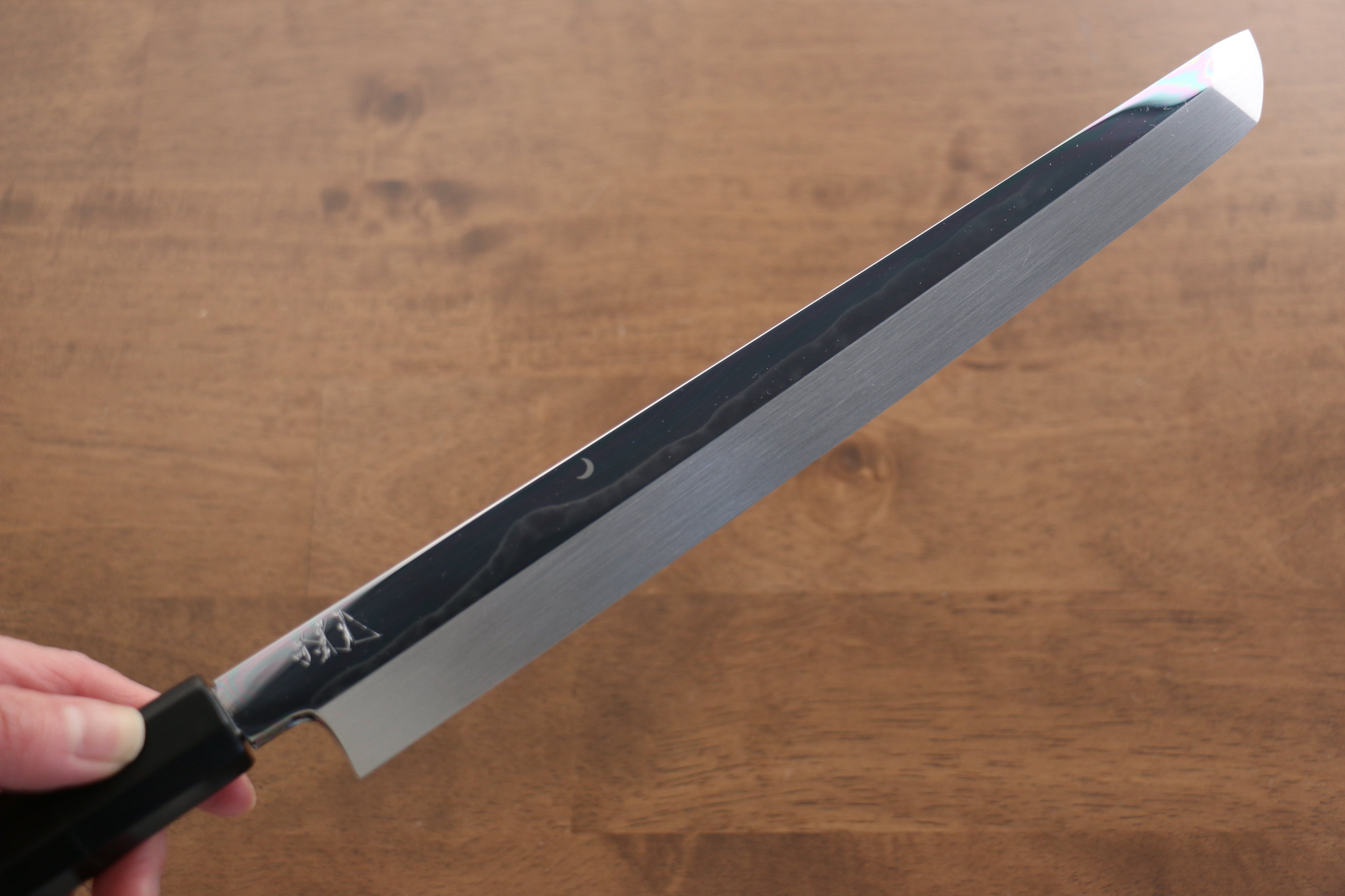 Jikko Fujisan Honyaki White Steel No.3 Mirrored Finish Sakimaru Yanagiba 270mm Ebony Wood Handle - Japanny - Best Japanese Knife