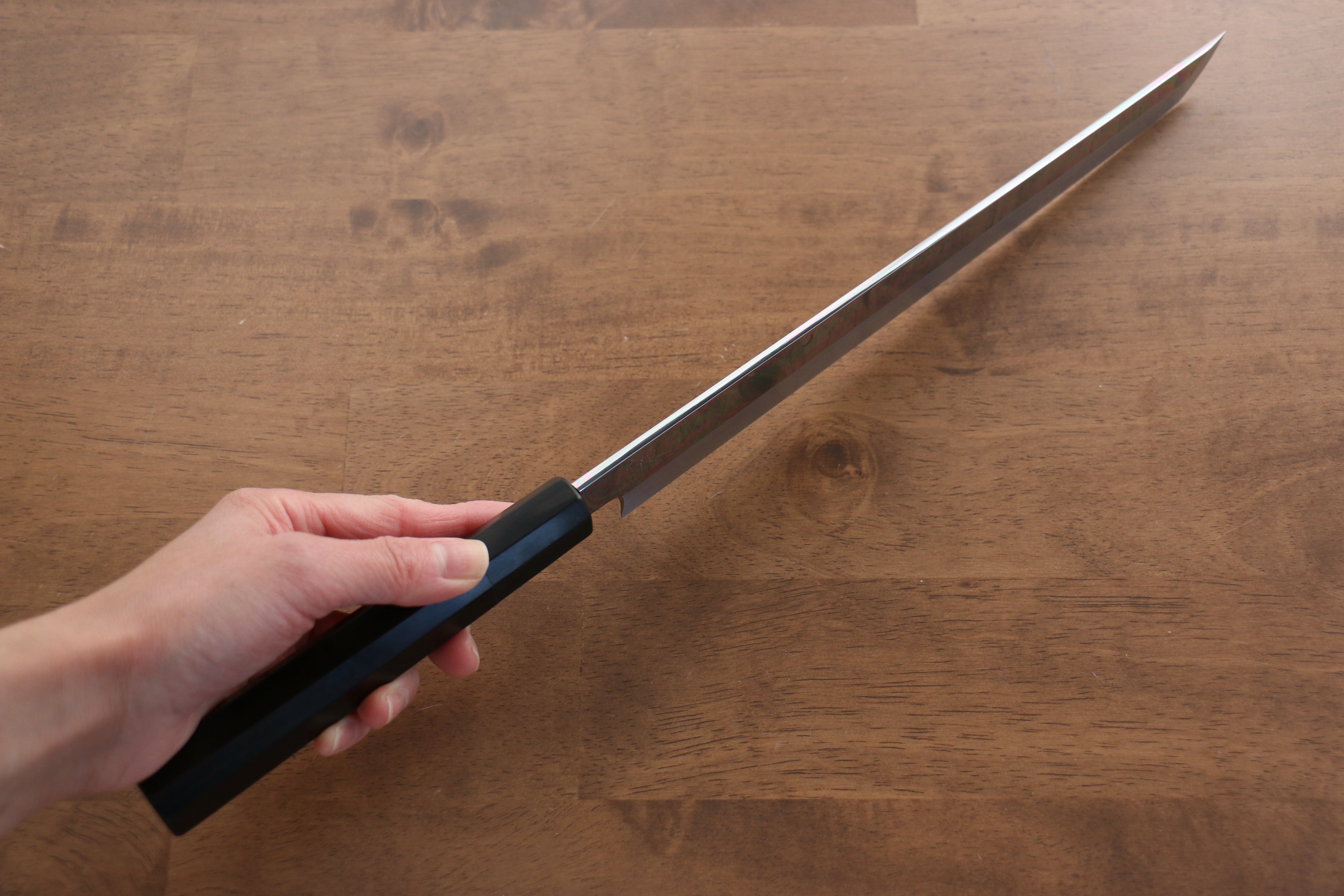 Jikko Fujisan Honyaki White Steel No.3 Mirrored Finish Sakimaru Yanagiba 270mm Ebony Wood Handle - Japanny - Best Japanese Knife