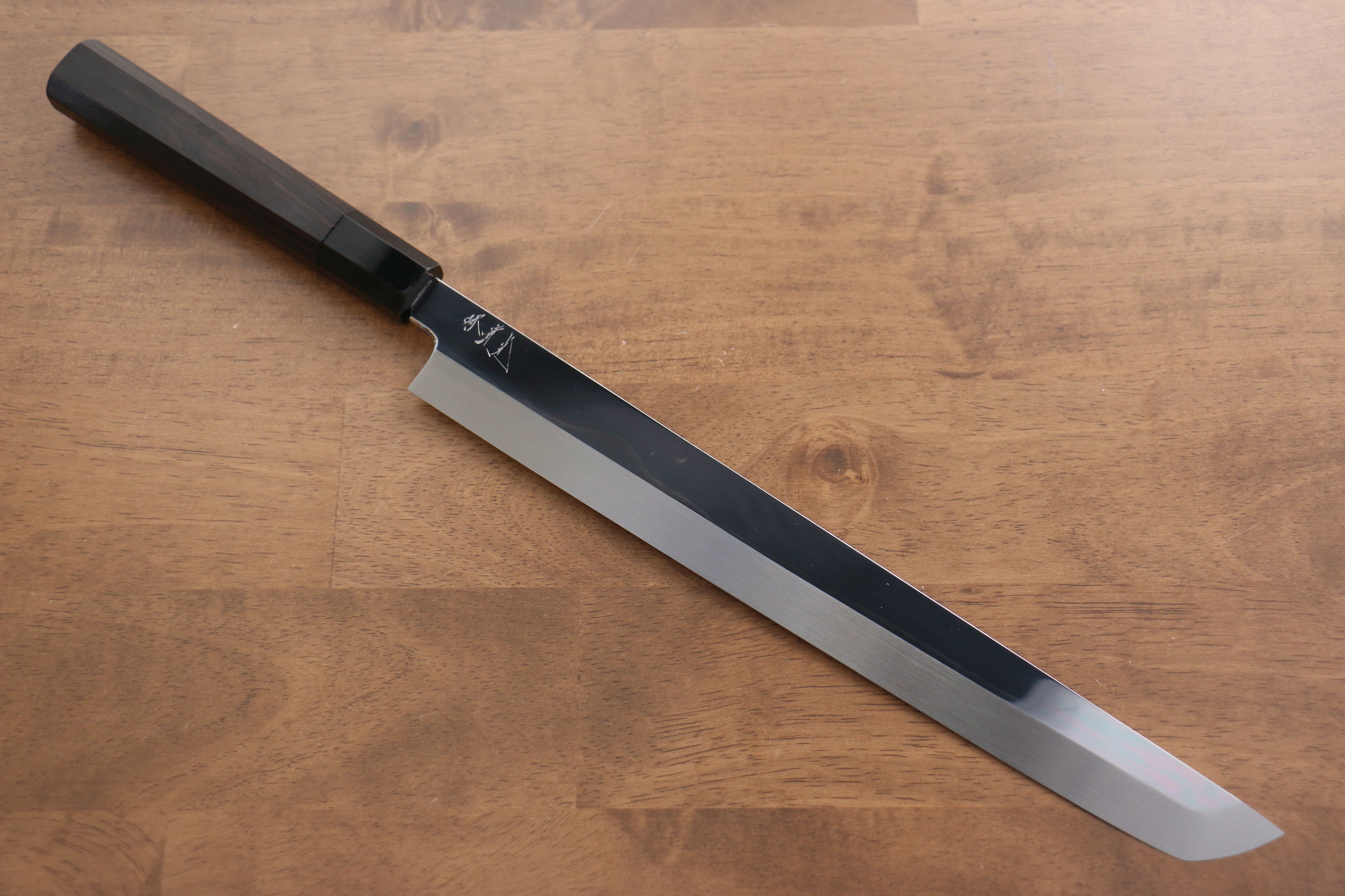 Jikko Fujisan Honyaki White Steel No.3 Mirrored Finish Sakimaru Yanagiba 300mm Ebony Wood Handle - Japanny - Best Japanese Knife