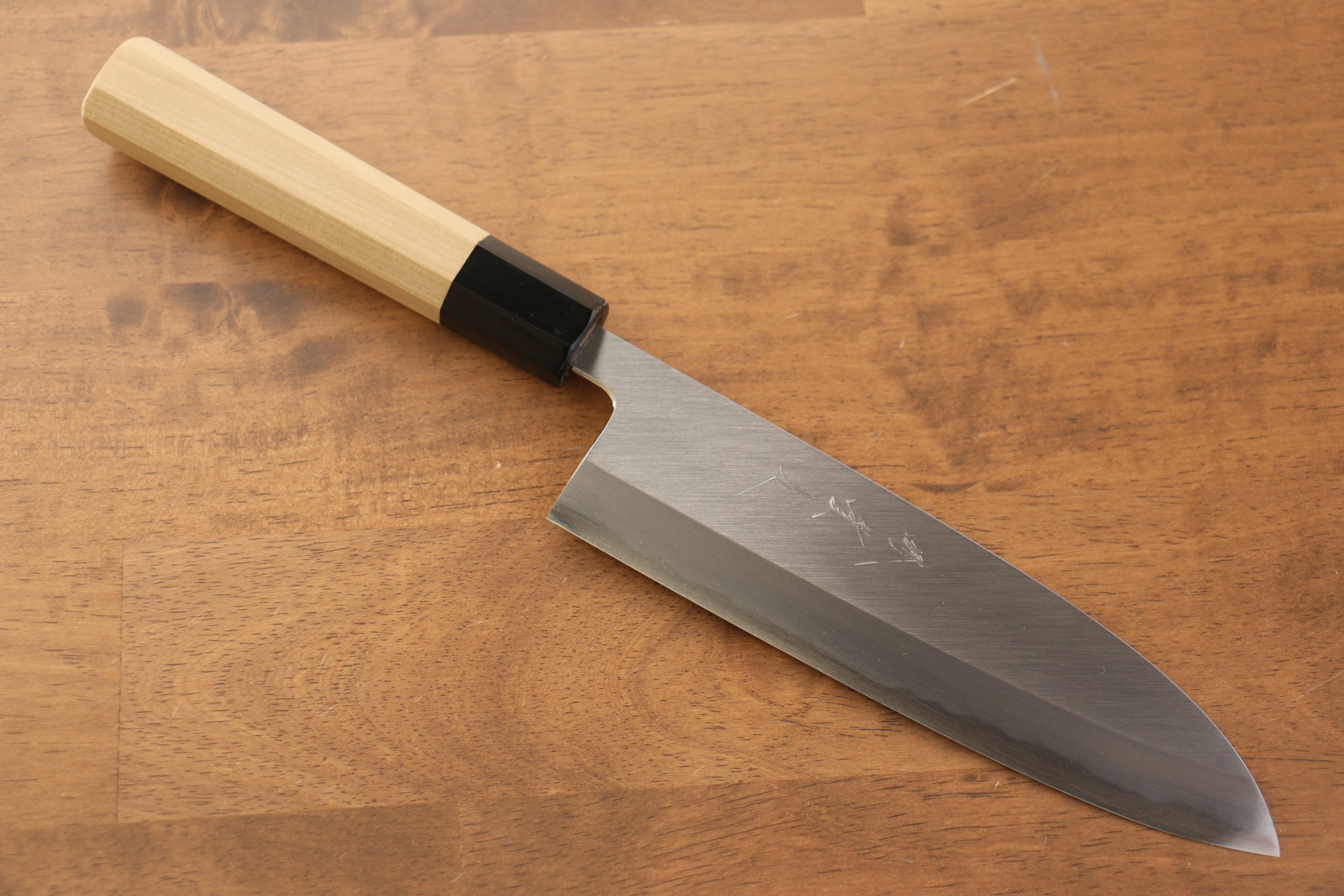 Jikko Arata White Steel No.2 Santoku 180mm Magnolia Handle - Japanny - Best Japanese Knife