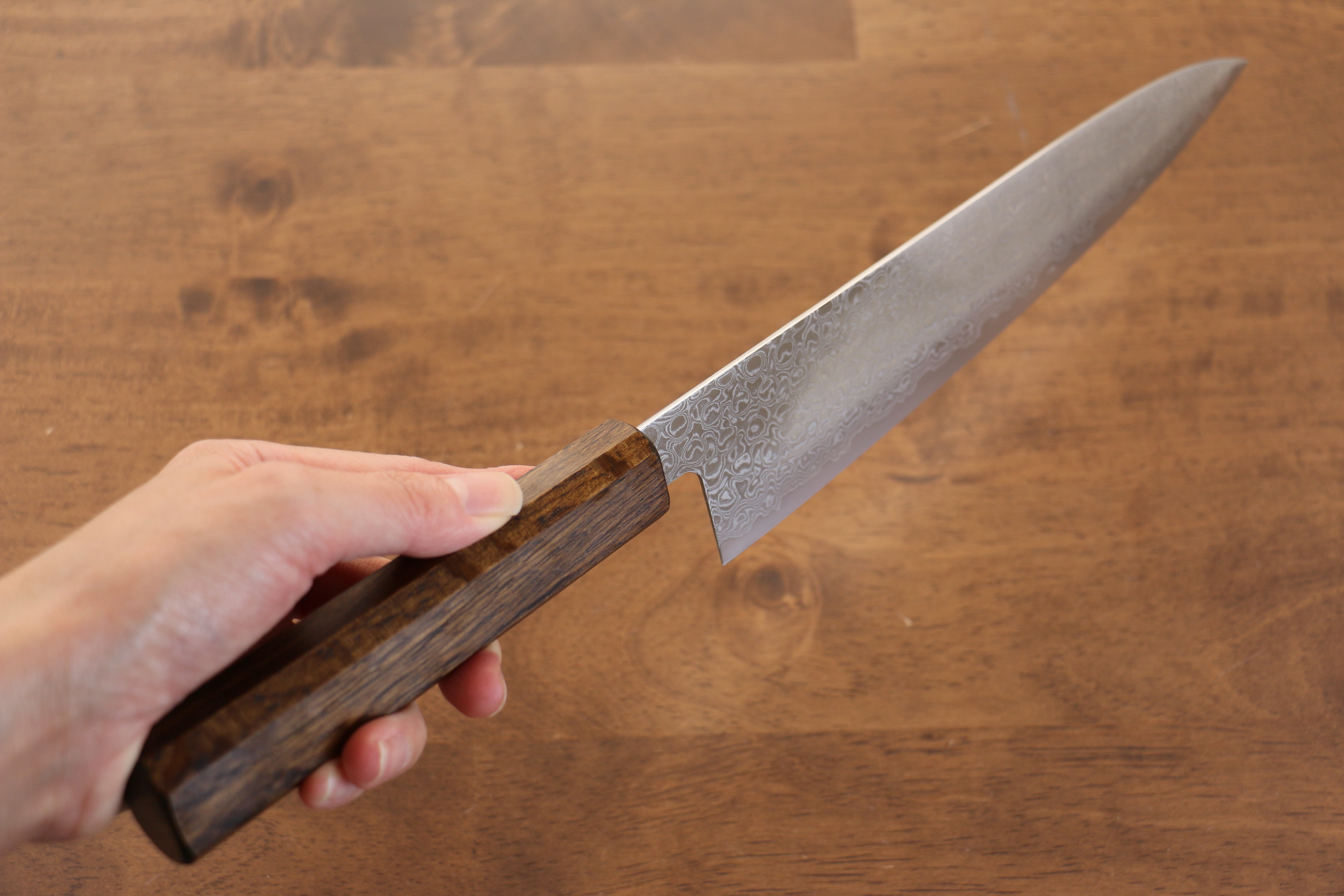 Seisuke ZA-18 Mirrored Finish Damascus Gyuto 210mm Oak Handle - Japanny - Best Japanese Knife