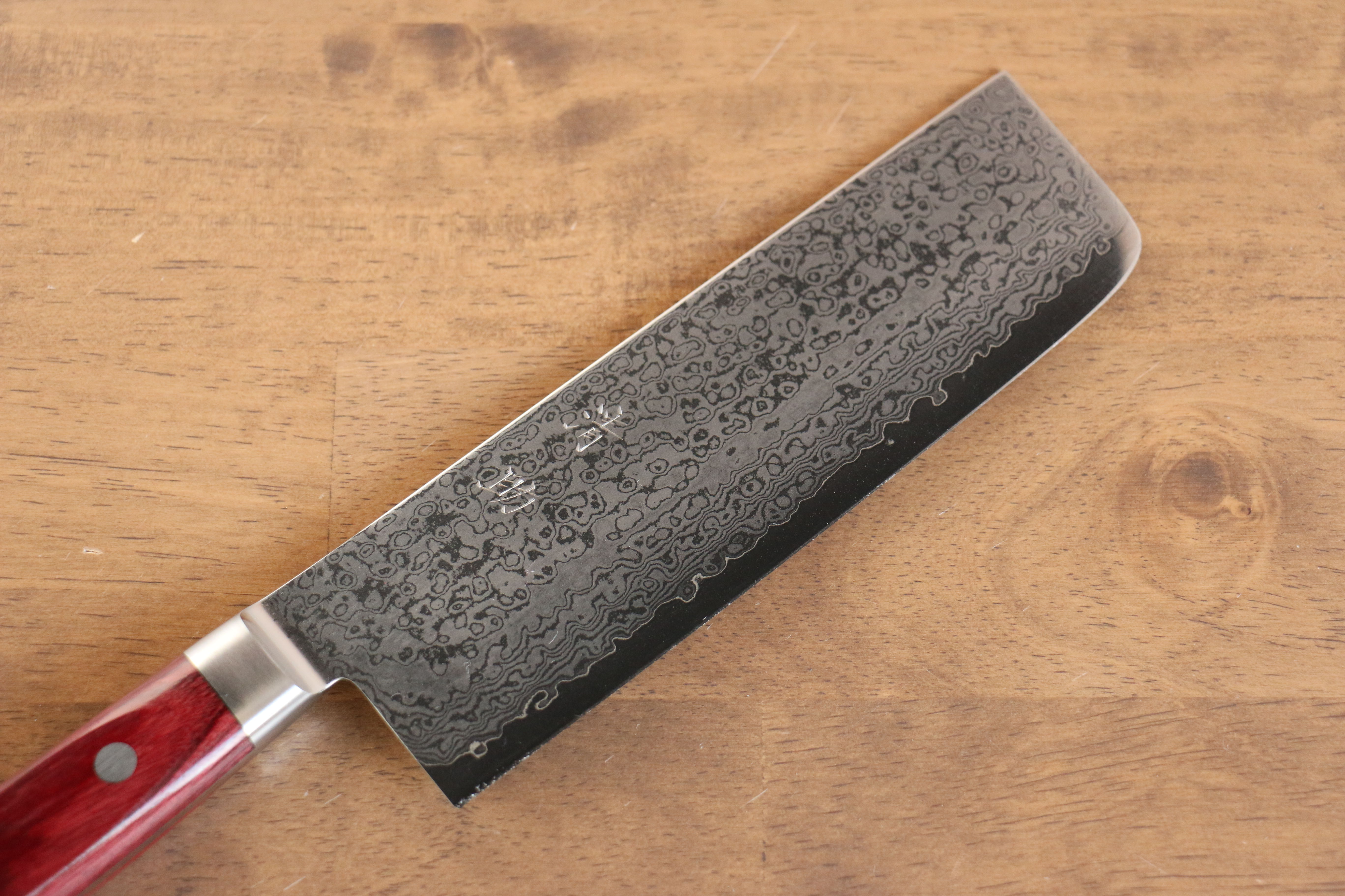 Seisuke VG10 33 Layer Mirrored Finish Damascus Nakiri 165mm Red Pakka wood Handle - Japanny - Best Japanese Knife