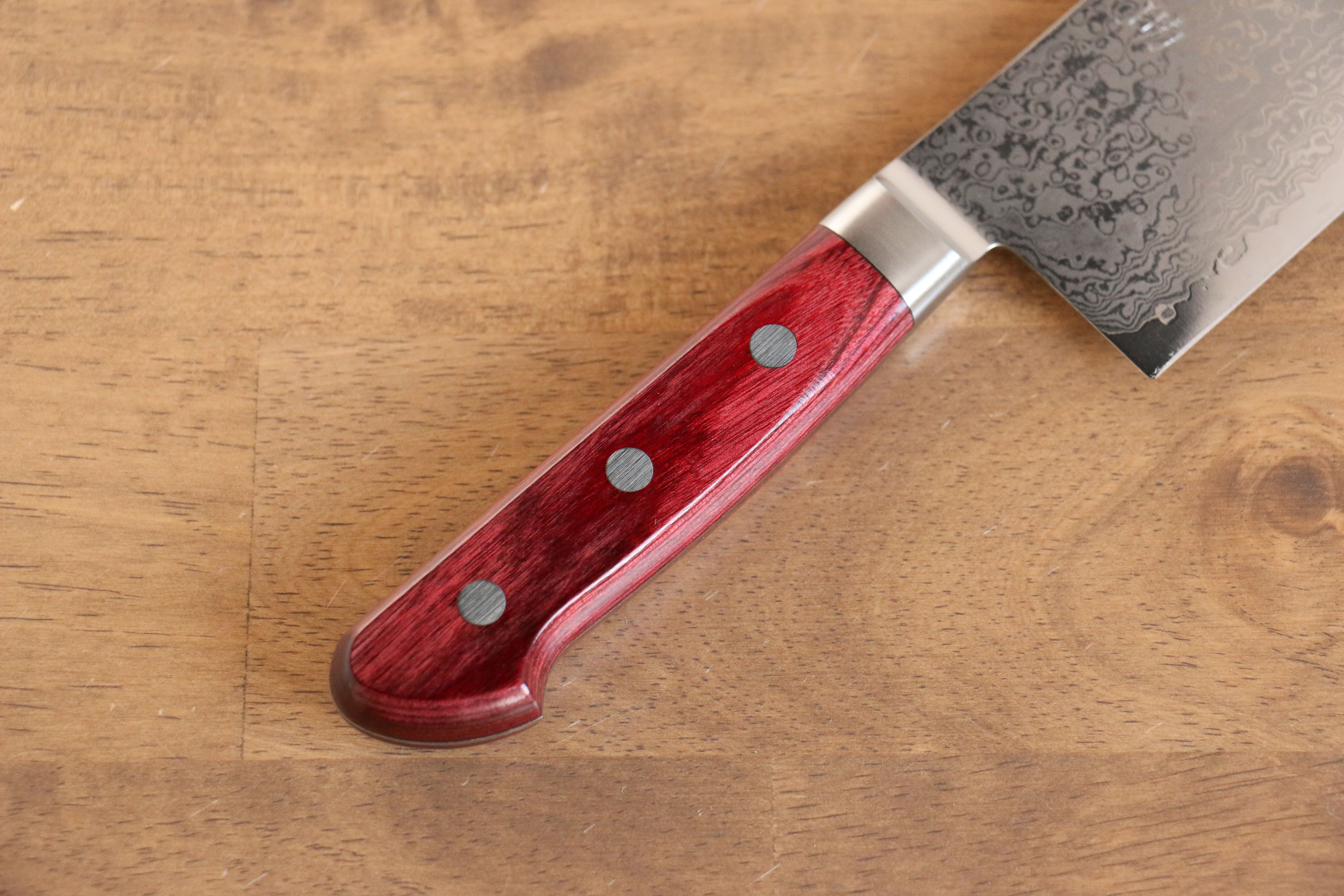 Seisuke VG10 33 Layer Mirrored Finish Damascus Nakiri 165mm Red Pakka wood Handle - Japanny - Best Japanese Knife