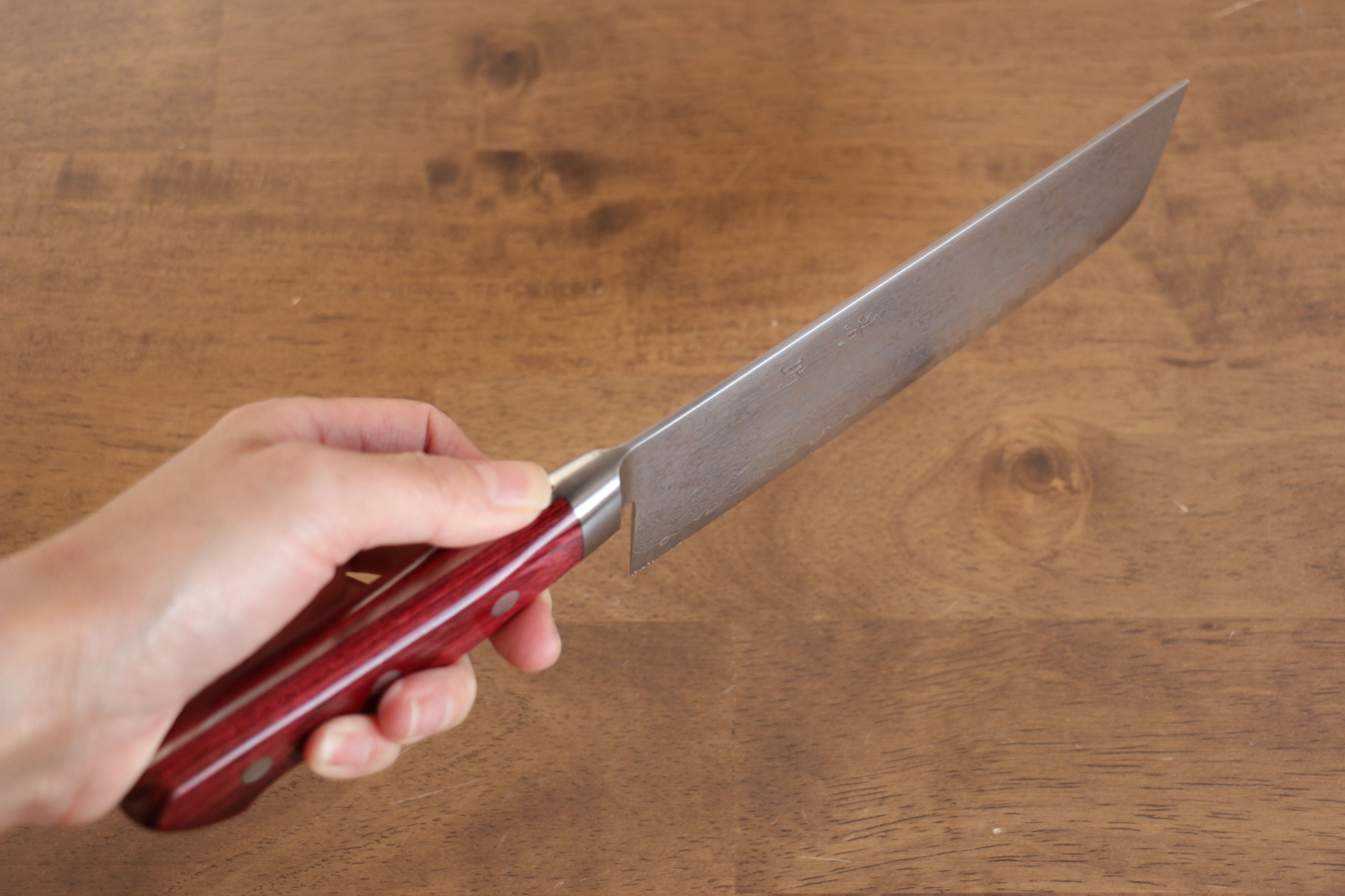 Seisuke VG10 33 Layer Mirrored Finish Damascus Nakiri 165mm Red Pakka wood Handle - Japanny - Best Japanese Knife