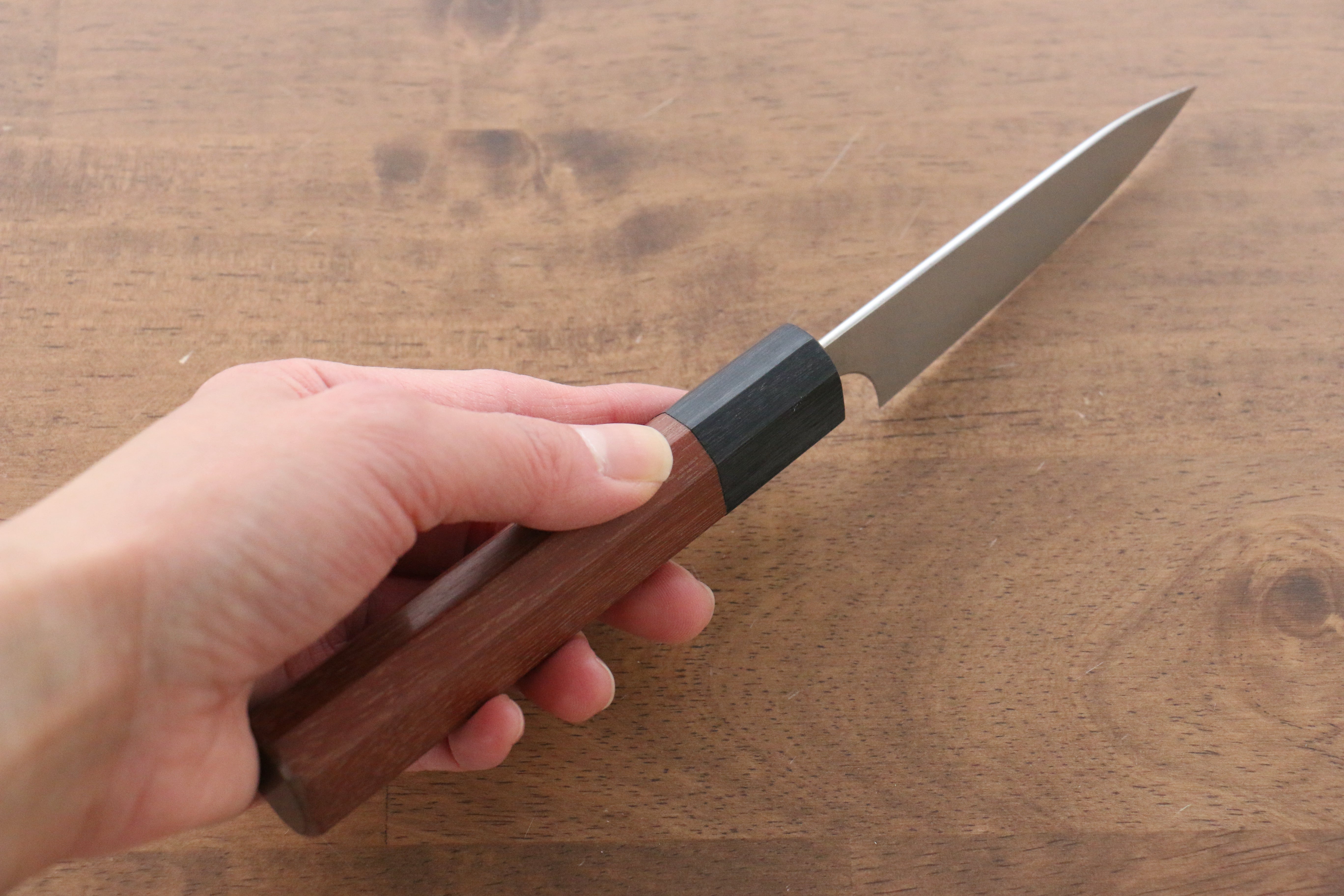 Shibata Takayuki Koutetsu Blue Super Petty-Utility 80mm Jarrah Handle - Japanny - Best Japanese Knife