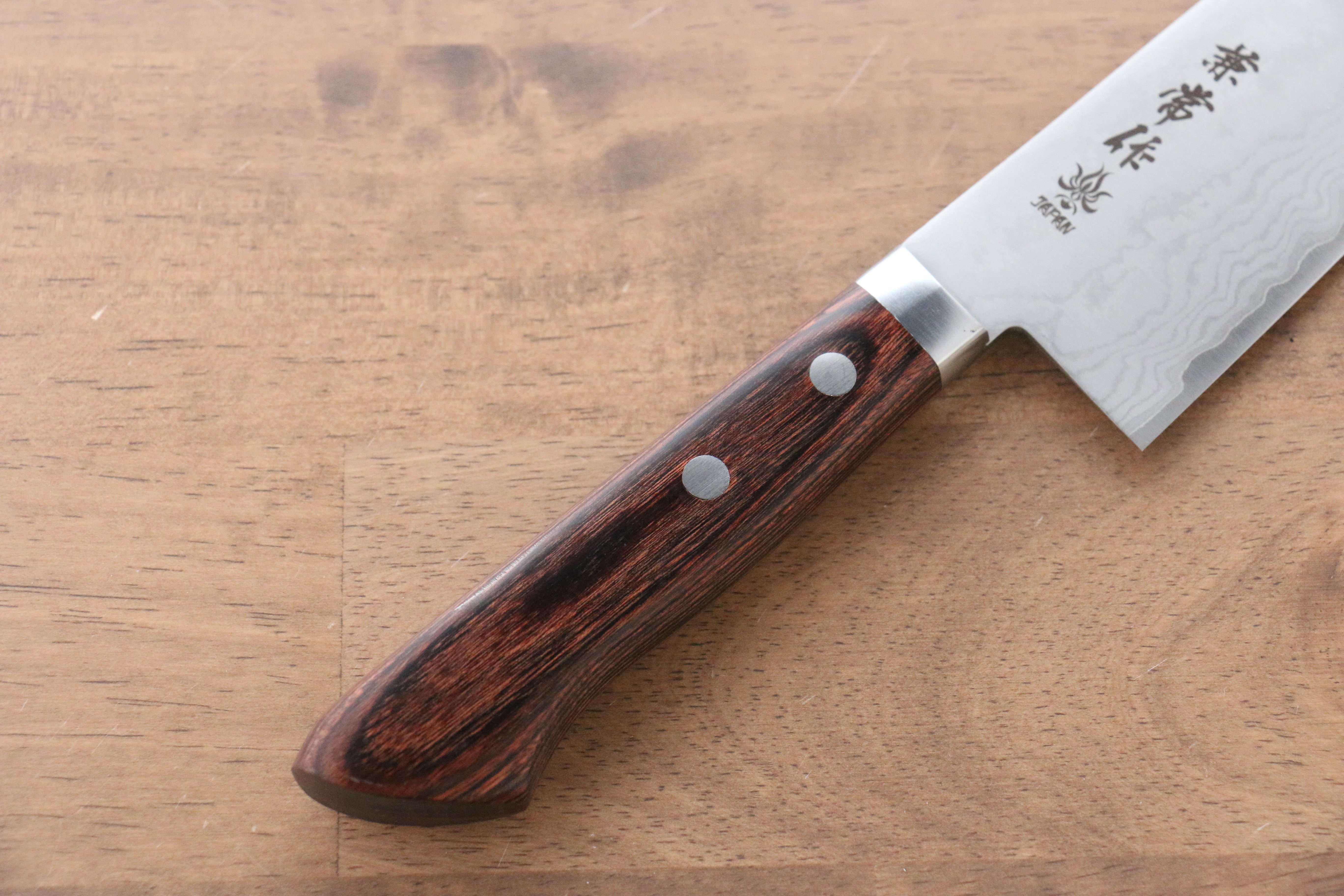 Kanetsune VG1 17 Layer Damascus Santoku 165mm Mahogany Handle - Japanny - Best Japanese Knife