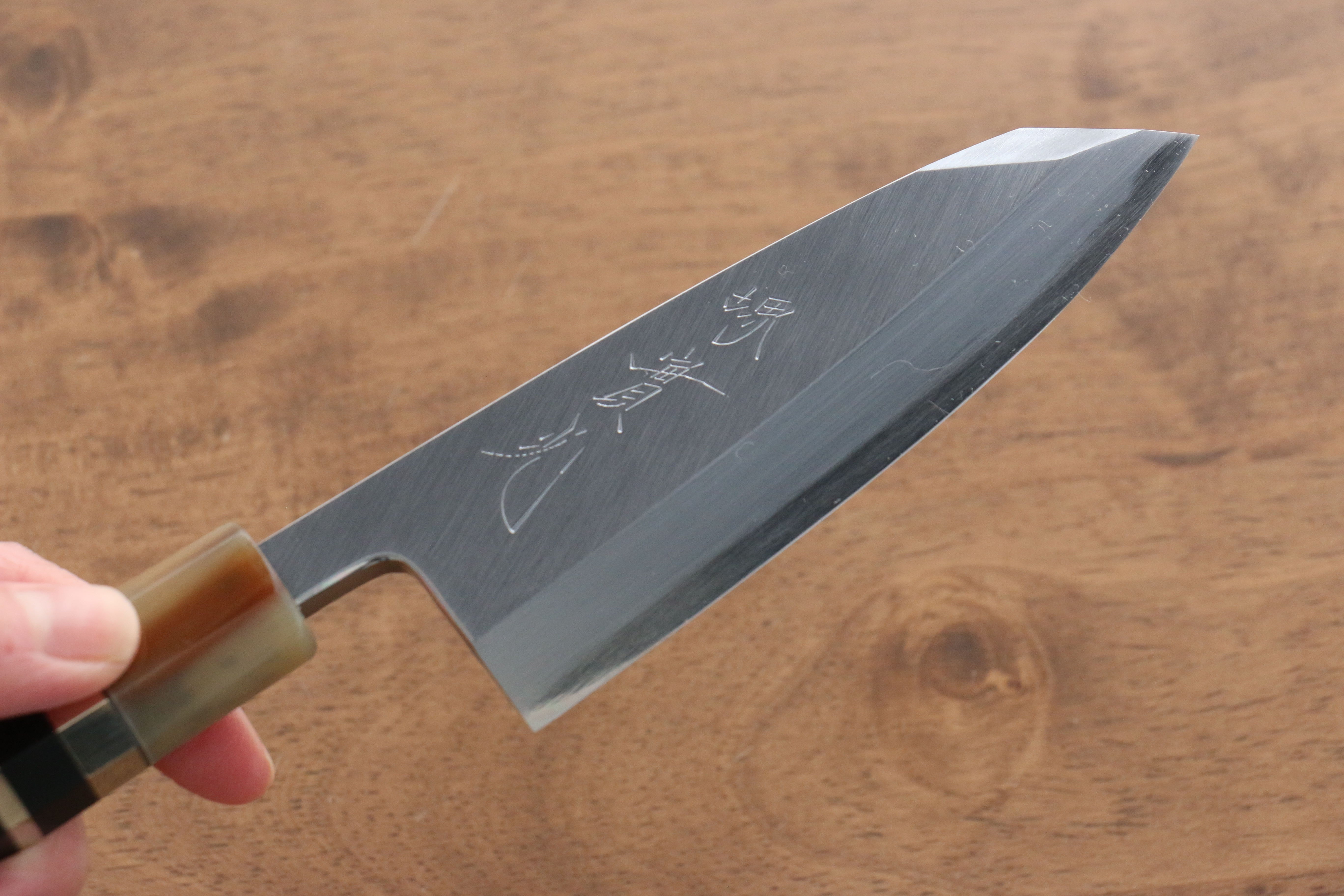 Jikko Shiko White Steel Kiritsuke Deba 120mm Ebony with Double Ring Handle - Japanny - Best Japanese Knife