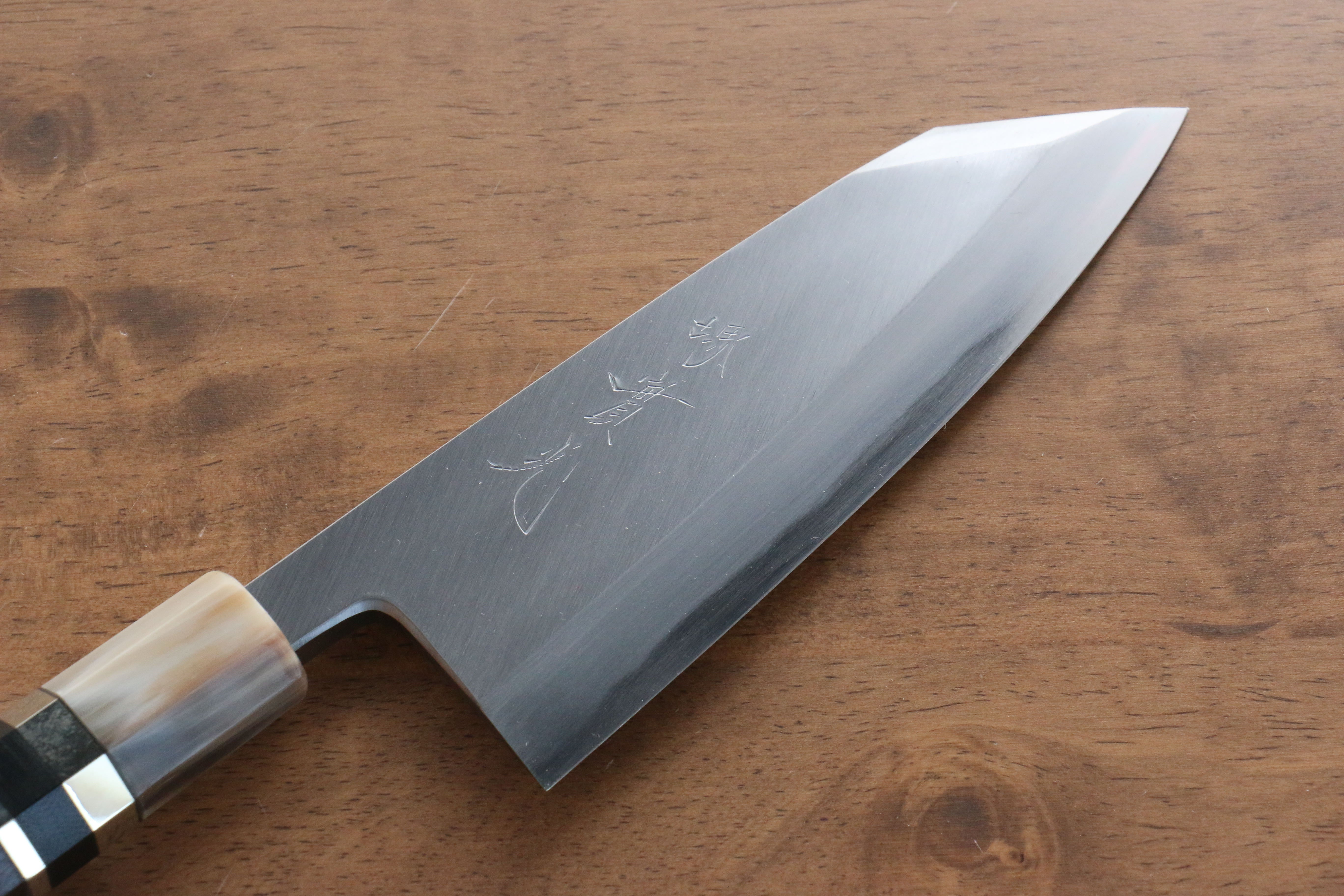 Jikko Shiko White Steel Kiritsuke Deba 150mm Ebony with Double Ring Handle - Japanny - Best Japanese Knife