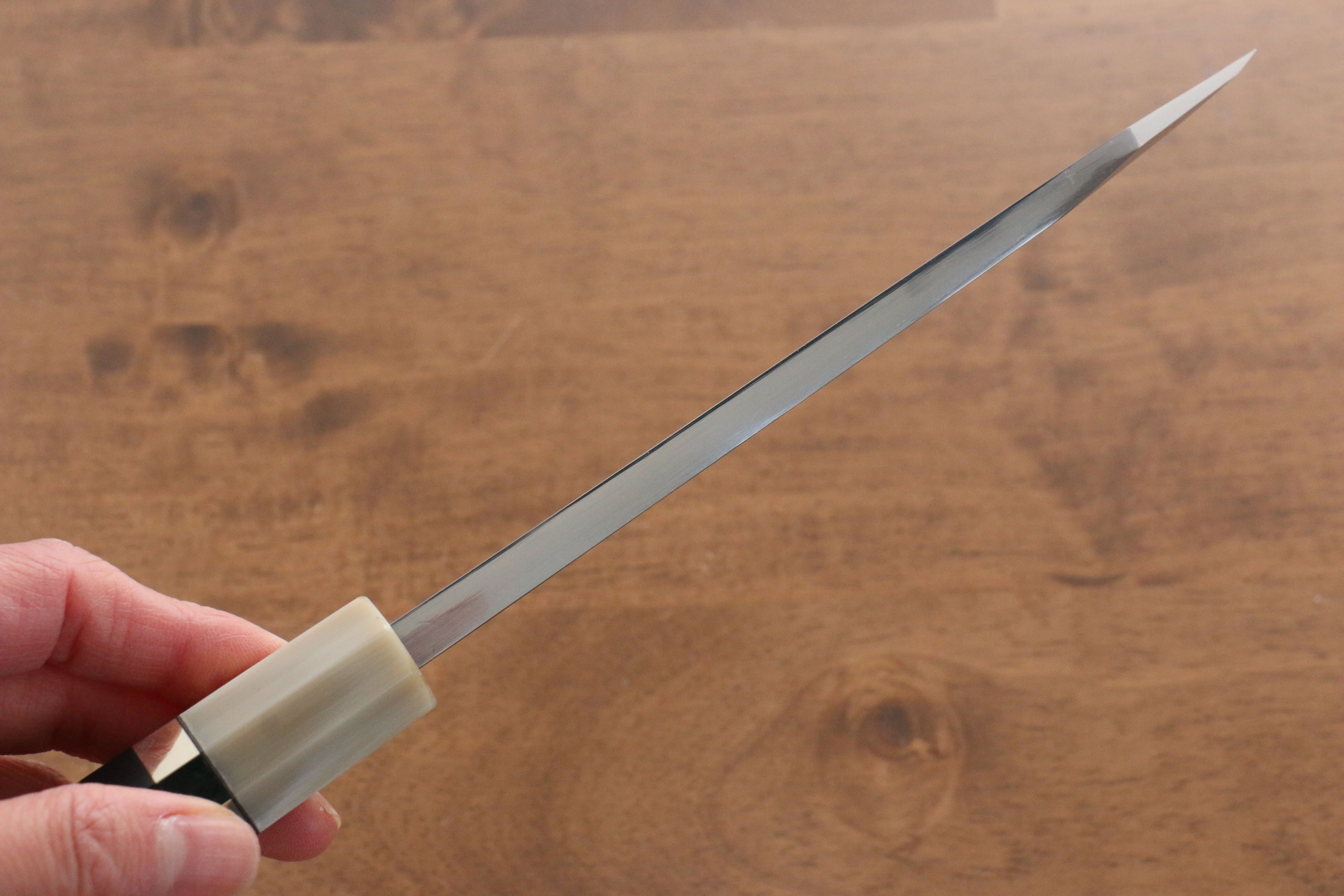 Jikko Shiko White Steel Kiritsuke Deba 150mm Ebony with Double Ring Handle - Japanny - Best Japanese Knife