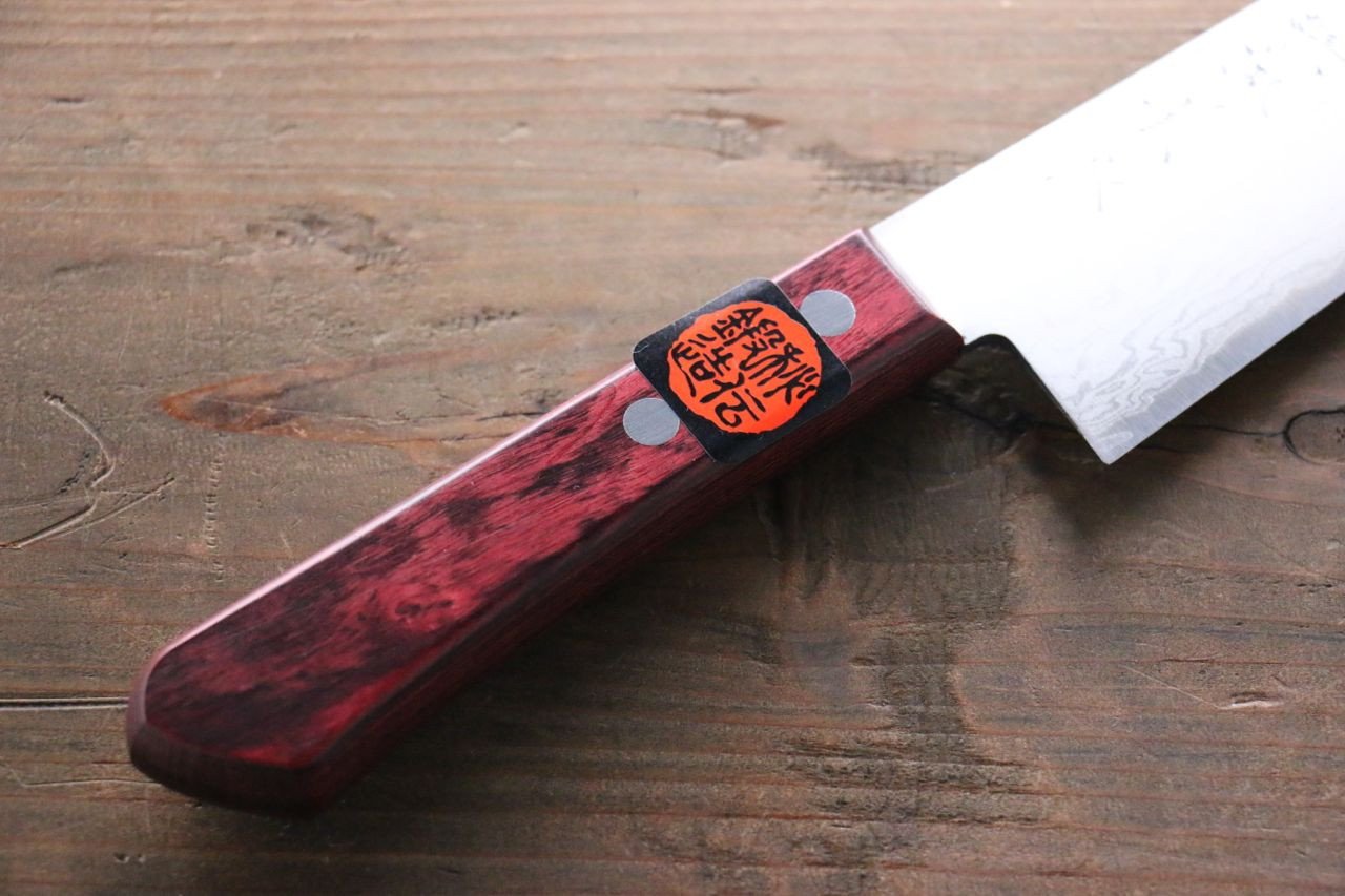Shigeki Tanaka VG10 17 Layer Damascus Gyuto 210mm Red Pakka wood Handle - Japanny - Best Japanese Knife
