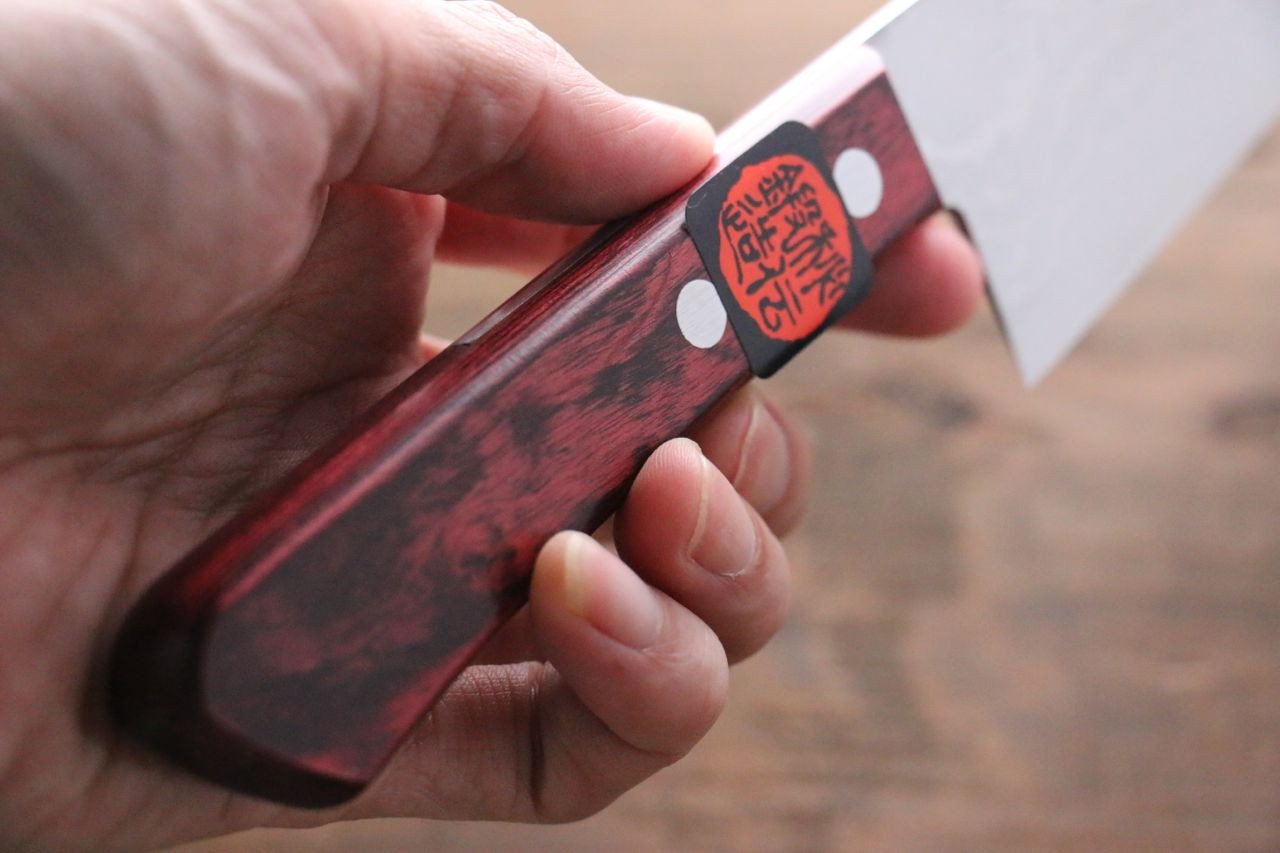 Shigeki Tanaka VG10 17 Layer Damascus Gyuto 210mm Red Pakka wood Handle - Japanny - Best Japanese Knife