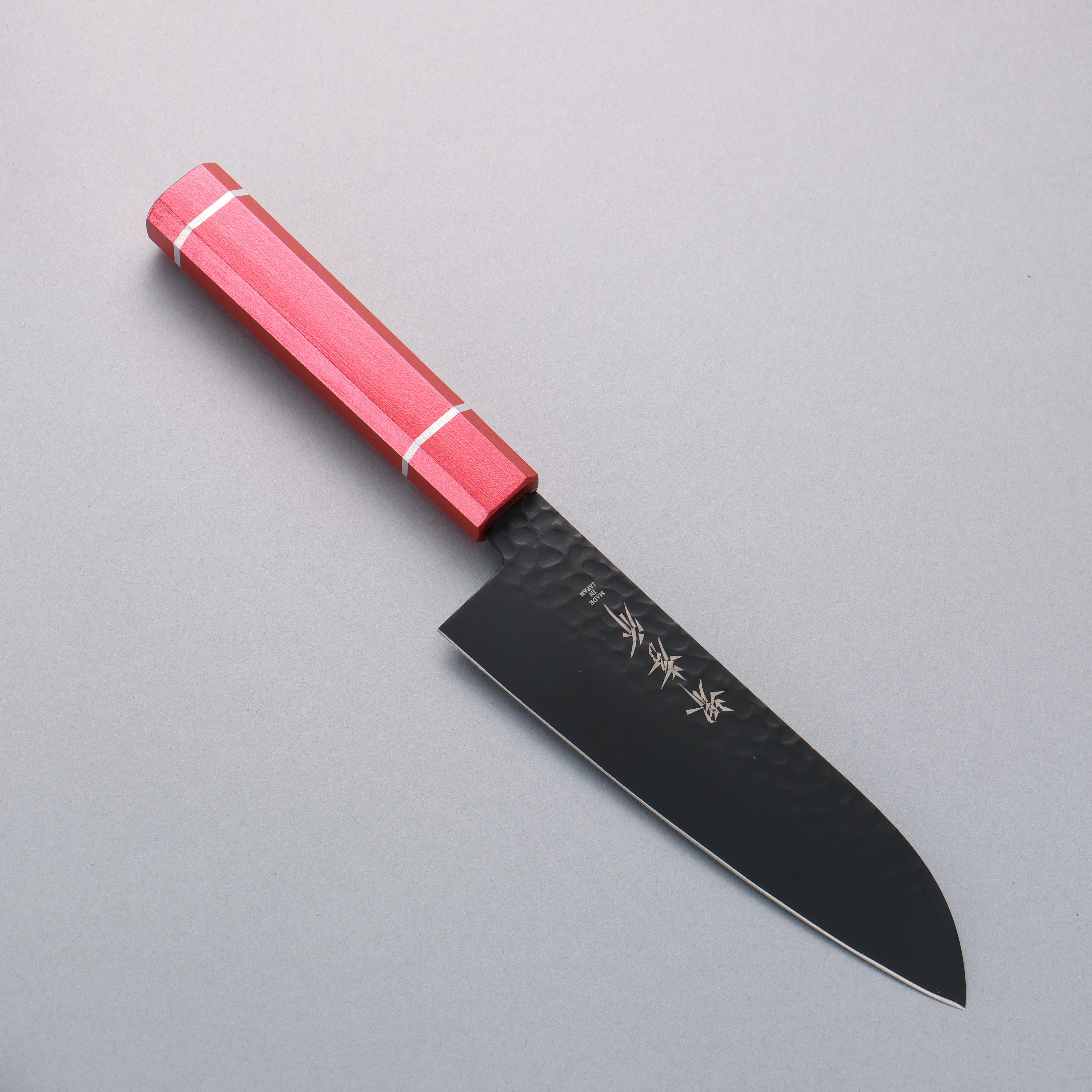 Sakai Takayuki Kurokage VG10 Hammered Teflon Coating Santoku 170mm Live oak Lacquered (Kouseki) Handle - Japanny - Best Japanese Knife