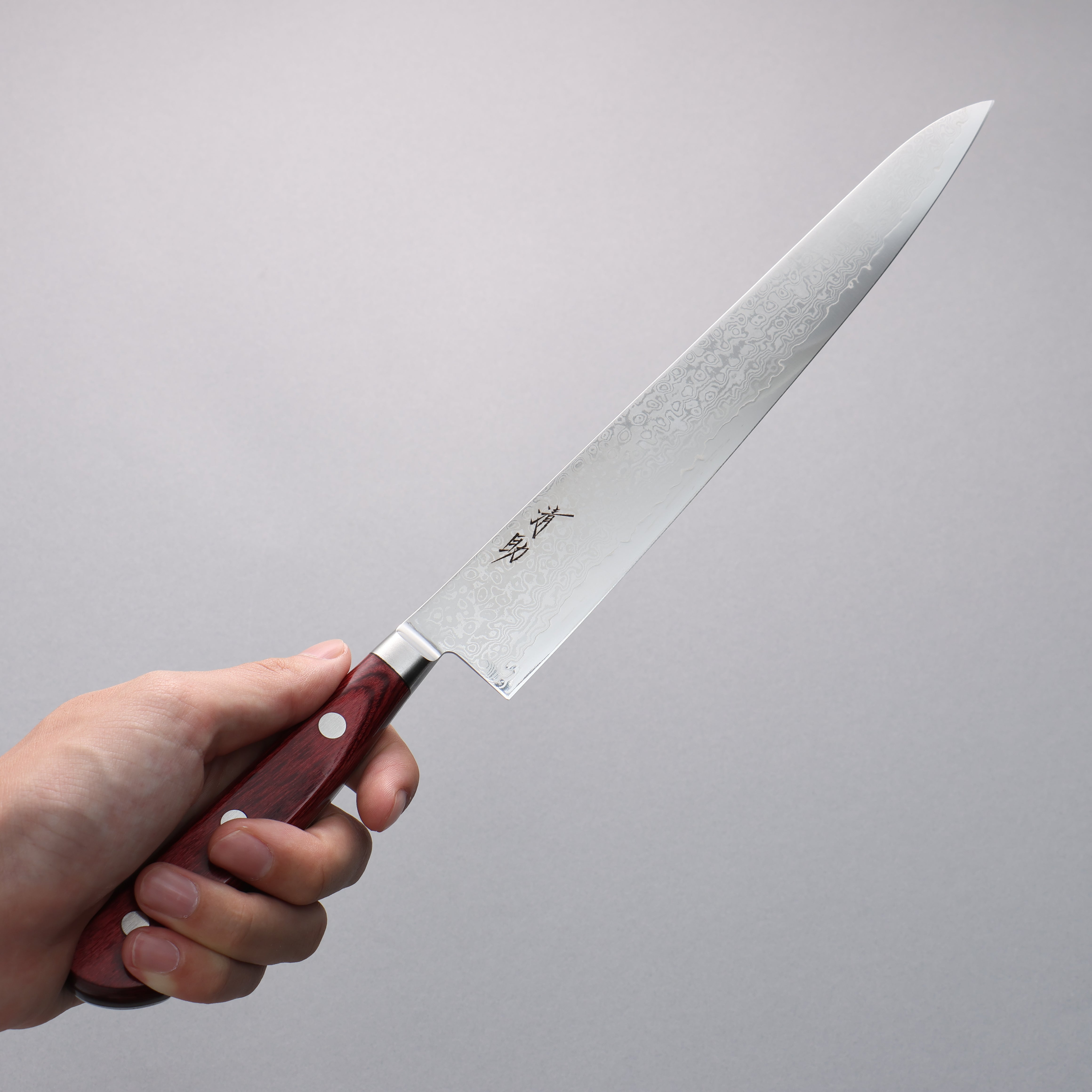 Seisuke VG10 33 Layer Mirrored Finish Damascus Sujihiki  240mm Red Pakka wood Handle - Japanny - Best Japanese Knife