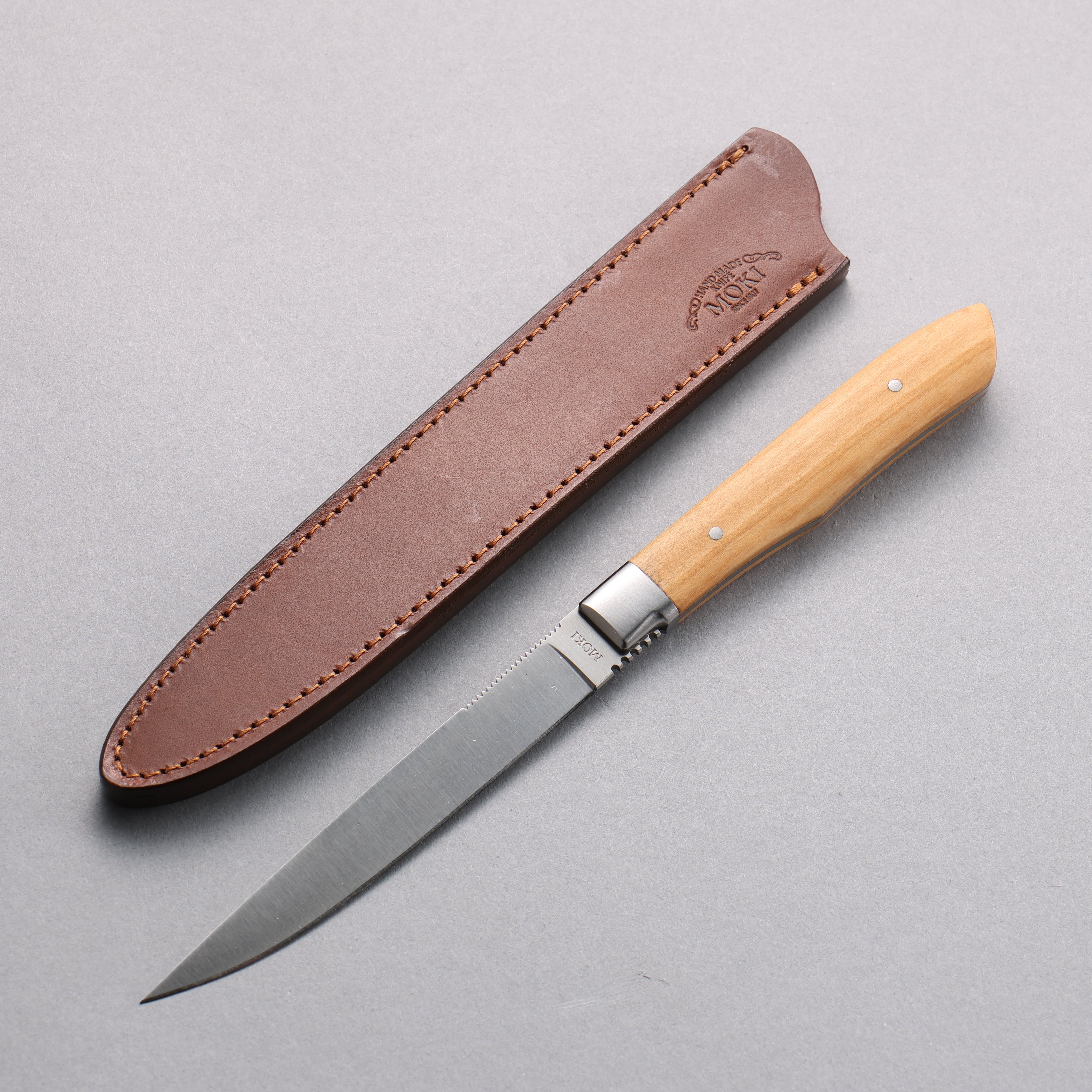 Moki Knife AUS8 Steak Knife 75mm Olive tree Handle with Sheath - Japanny - Best Japanese Knife