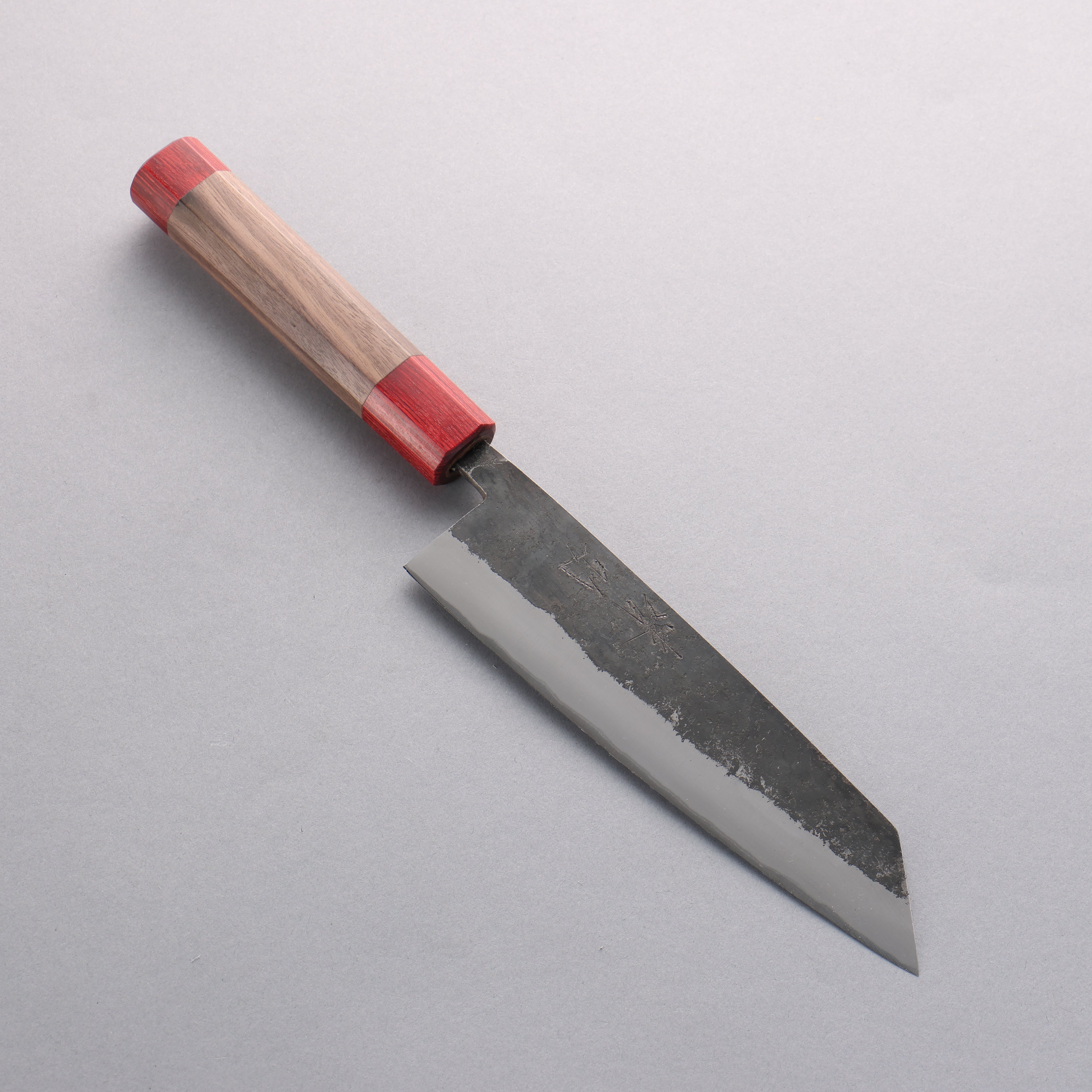 Seisuke Kurumi Blue Steel Kurouchi Bunka 180mm Walnut (With Double Red Pakka wood) Handle - Japanny - Best Japanese Knife