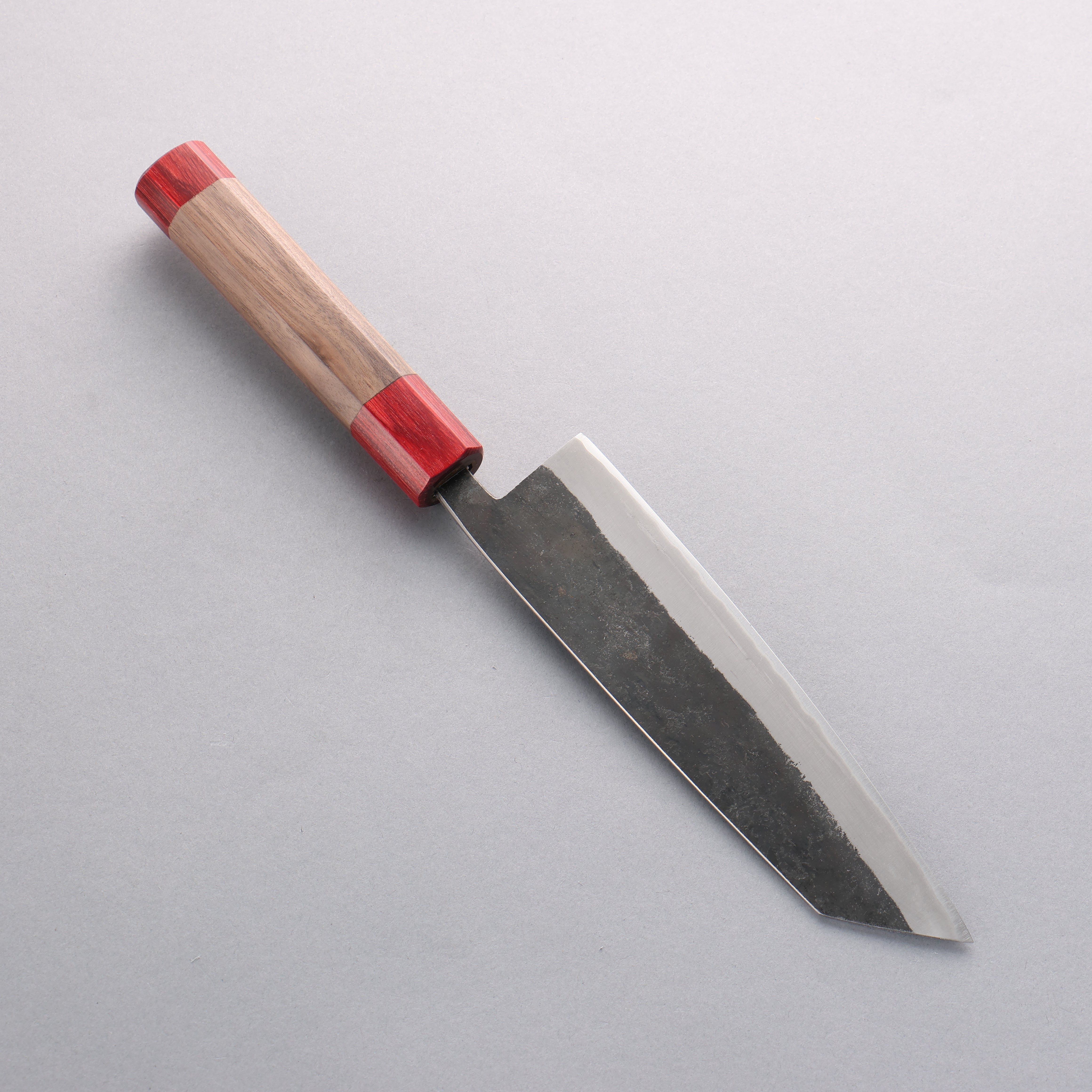 Seisuke Kurumi Blue Steel Kurouchi Bunka 180mm Walnut (With Double Red Pakka wood) Handle - Japanny - Best Japanese Knife