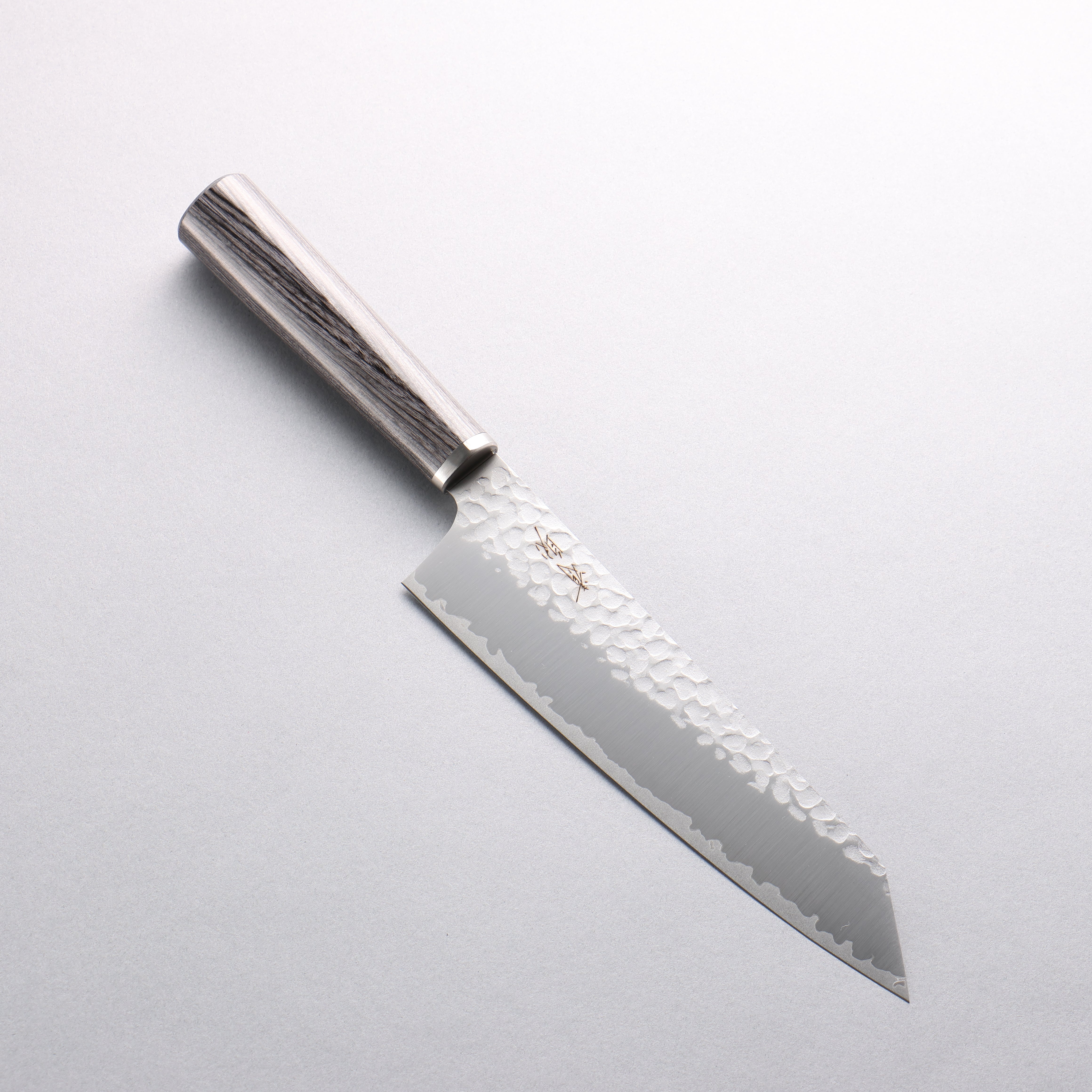 Seisuke VG10 Hammered Kiritsuke Gyuto 180mm Charcoal Gray Pakka wood Handle - Japanny - Best Japanese Knife