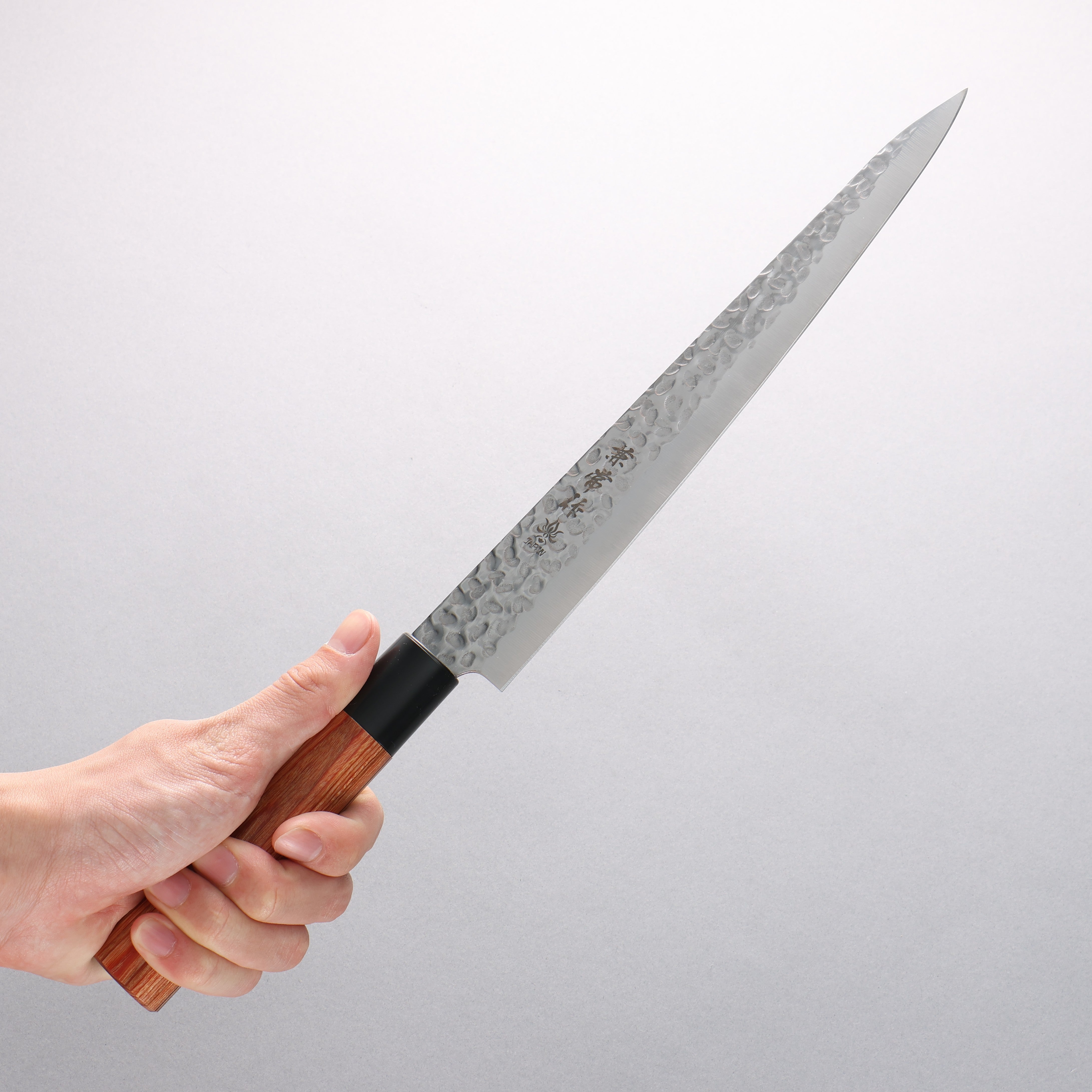Kanetsune DSR-1K6 Hammered Sujihiki 240mm Red Pakka wood Handle - Japanny - Best Japanese Knife
