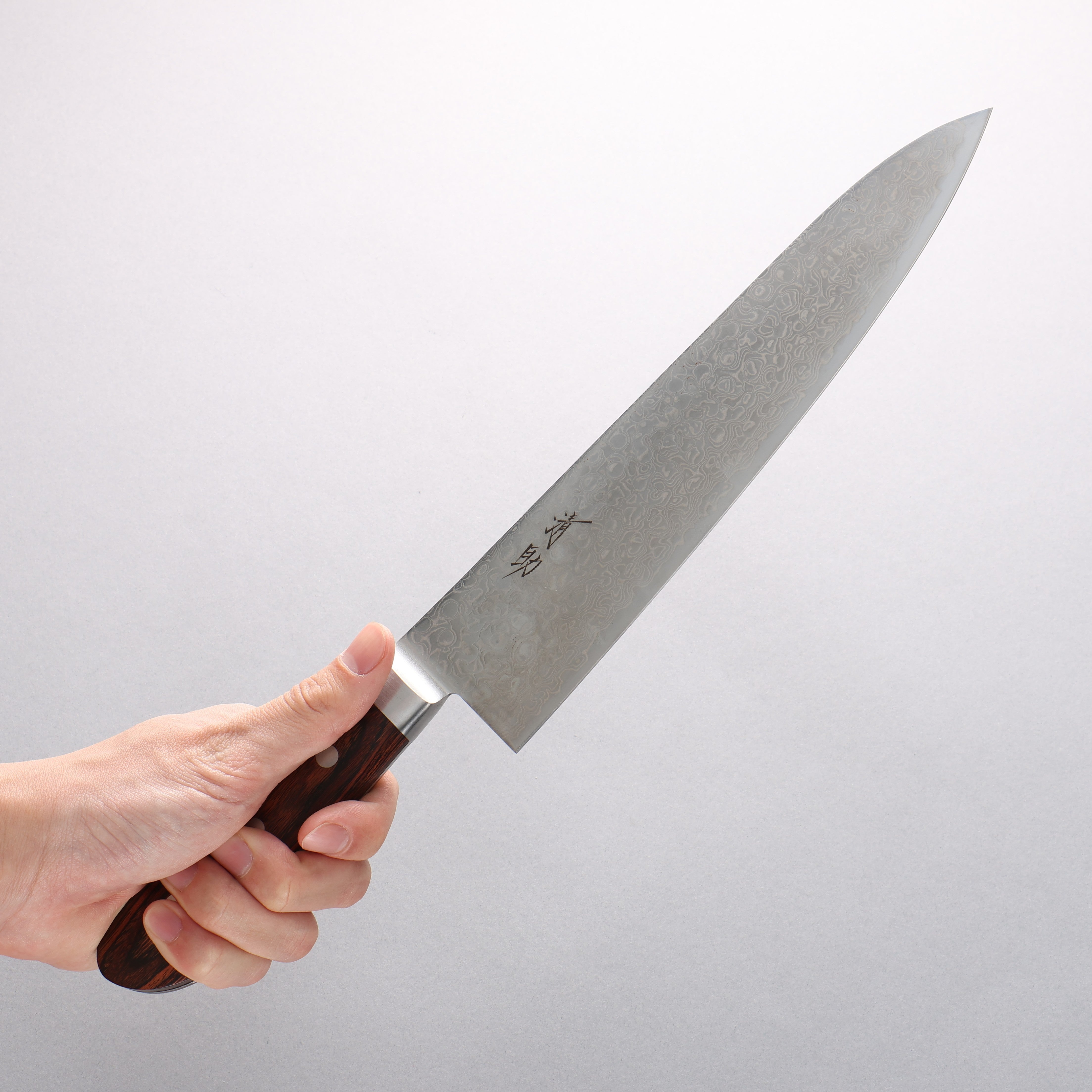Seisuke Mokusei ZA-18 Mirrored Finish Damascus Gyuto 240mm Brown Pakka wood Handle - Japanny - Best Japanese Knife