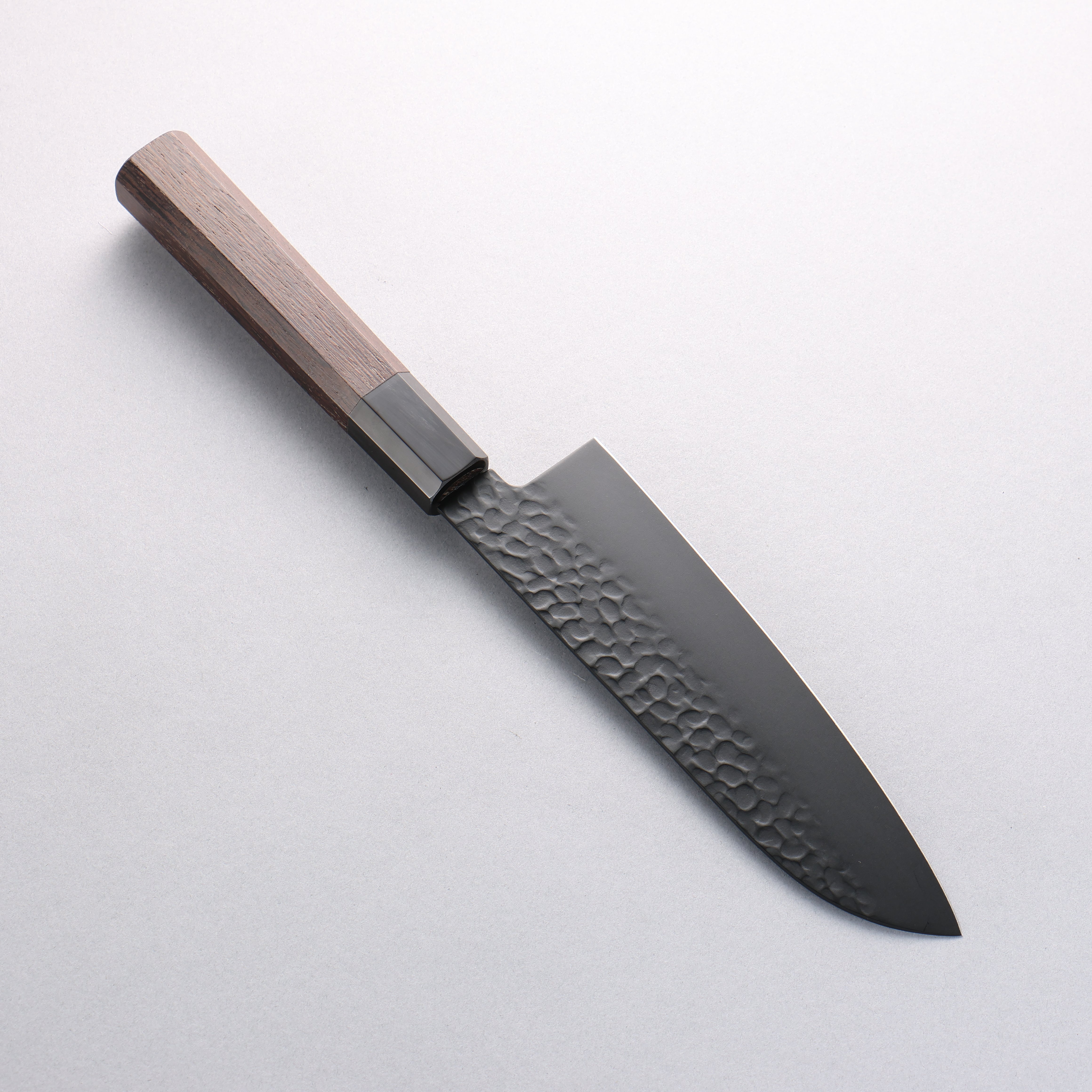 Sakai Takayuki Kurokage VG10 Hammered Teflon Coating Kiritsuke Santoku 160mm Burnt Oak Handle - Japanny - Best Japanese Knife