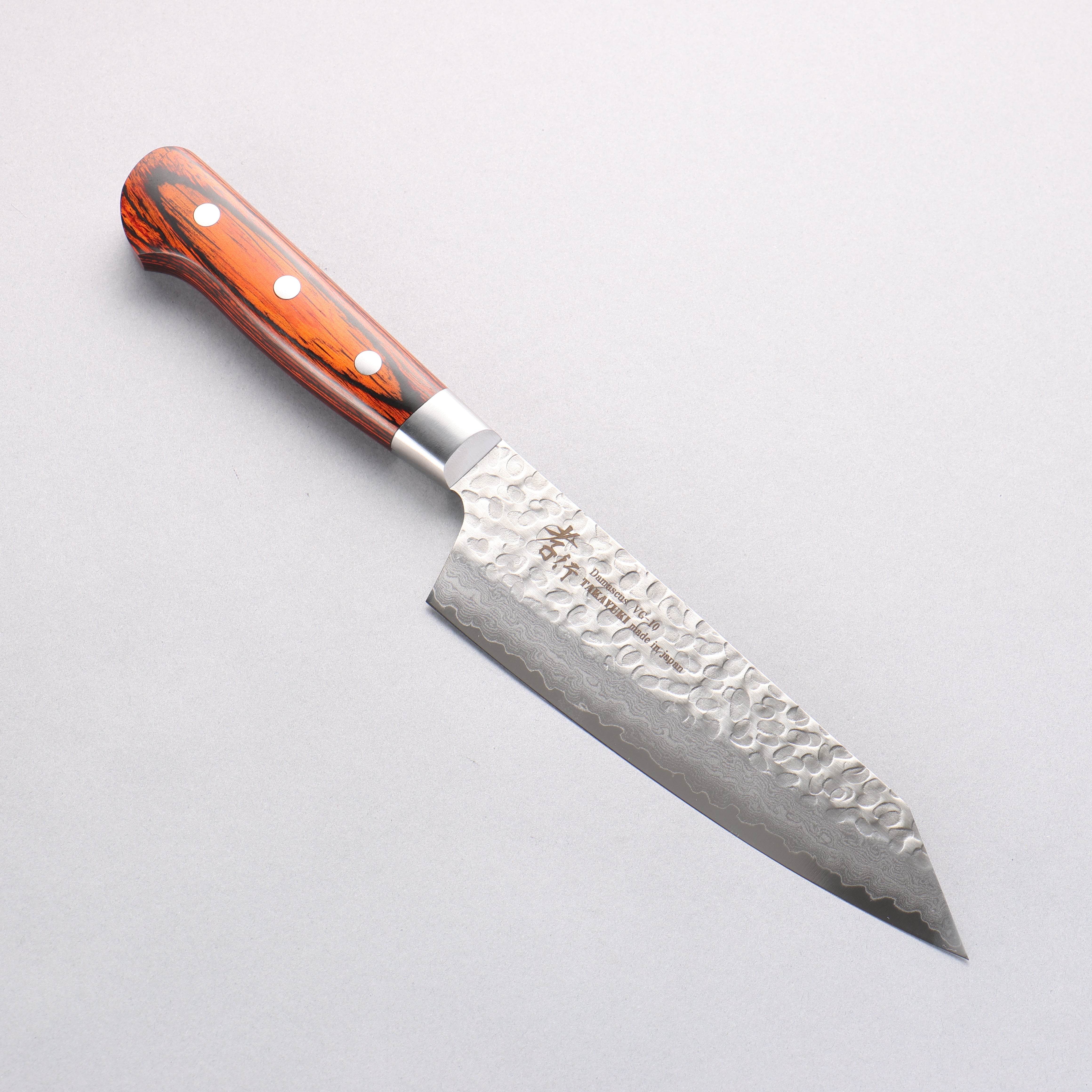 Sakai Takayuki VG10 33 Layer Damascus Kiritsuke Santoku 160mm Mahogany Pakka wood Handle - Japanny - Best Japanese Knife