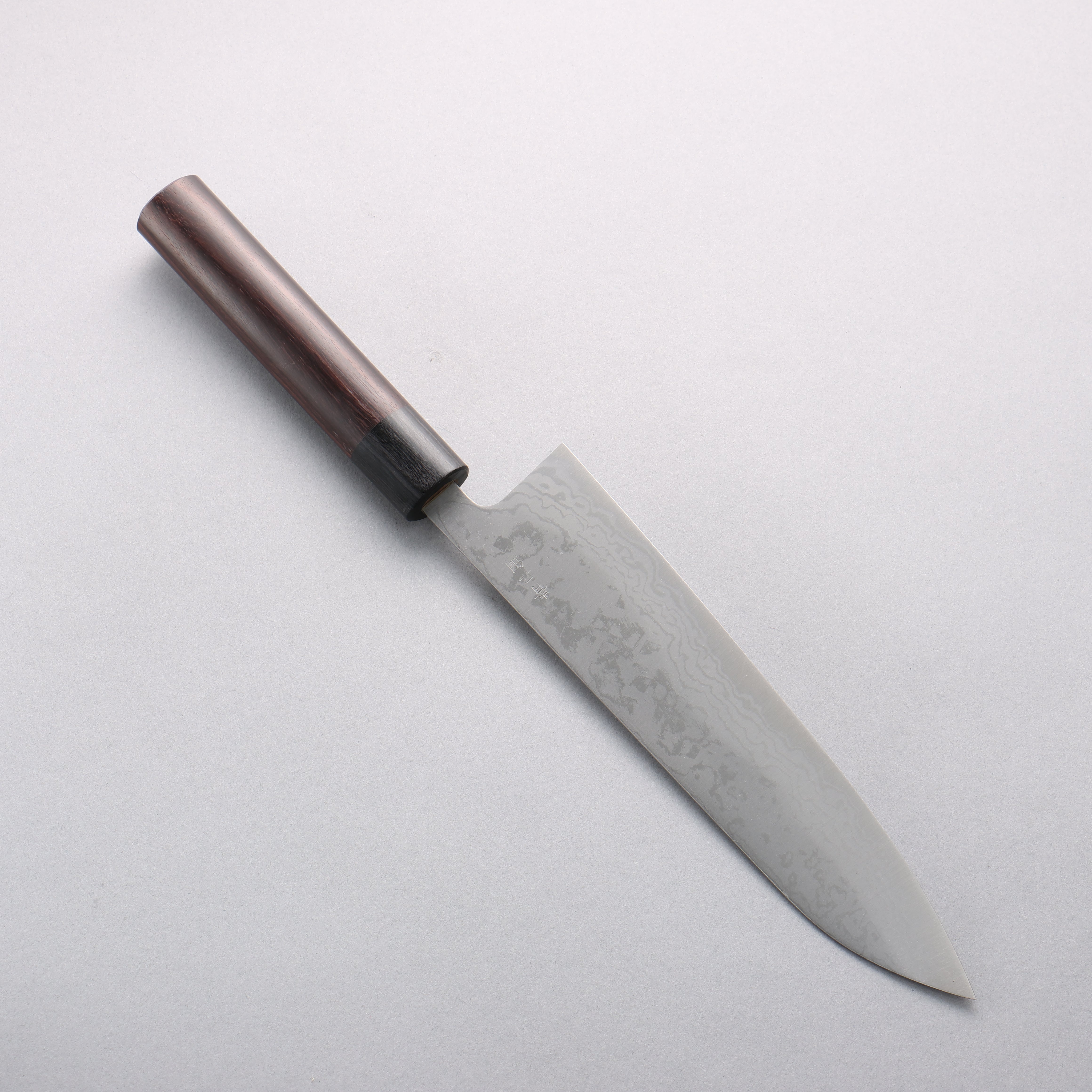 Kanetsune Blue Steel No.2 Damascus Gyuto 210mm Rosewood (Ferrule: Black Pakka Wood) Handle - Japanny - Best Japanese Knife