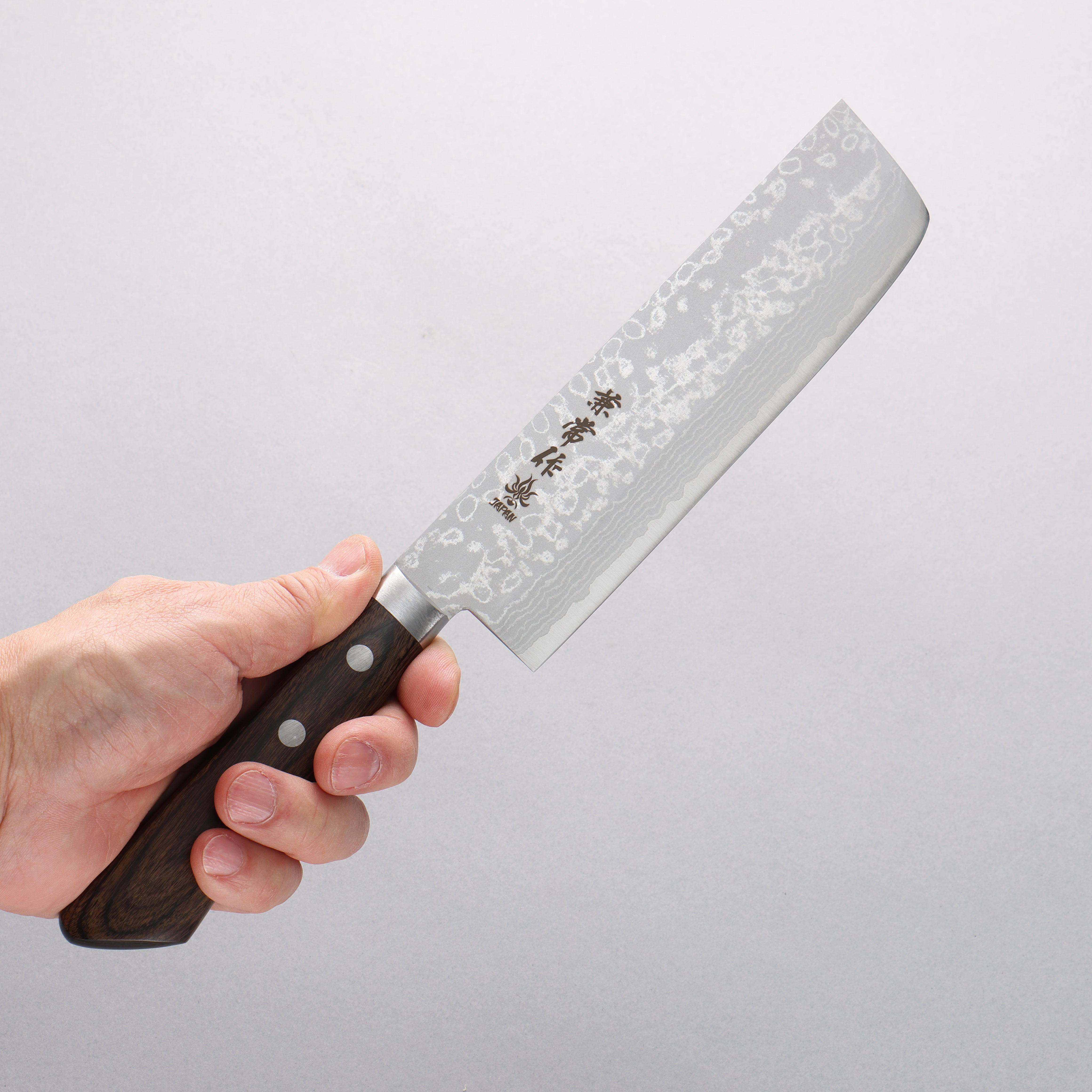 Kanetsune Sairyu VG10 Damascus Usuba 165mm Brown Ash Handle - Japanny - Best Japanese Knife