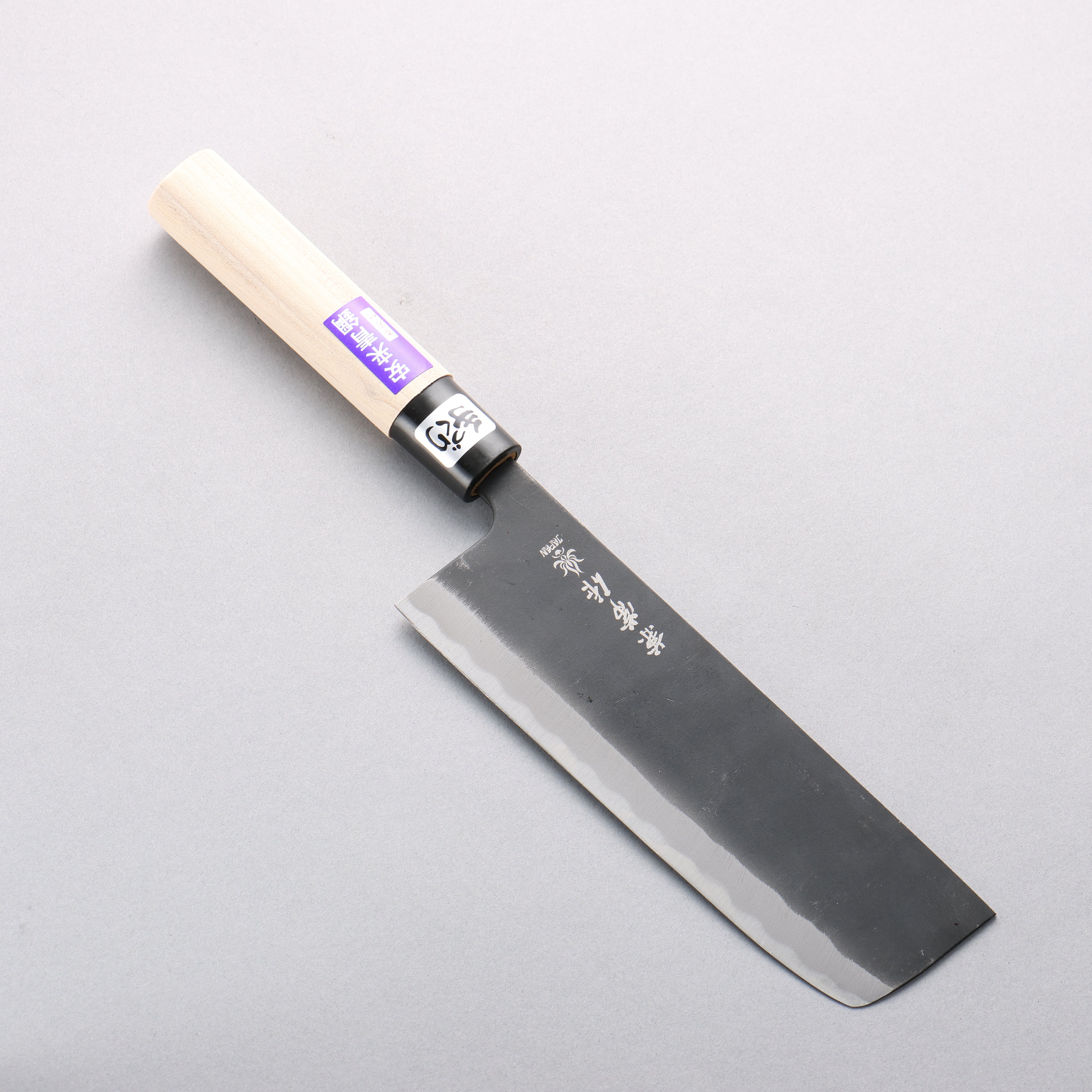 Kanetsune Hamaken Blue Steel No.2 Black Finished Nakiri 165mm Magnolia Handle - Japanny - Best Japanese Knife