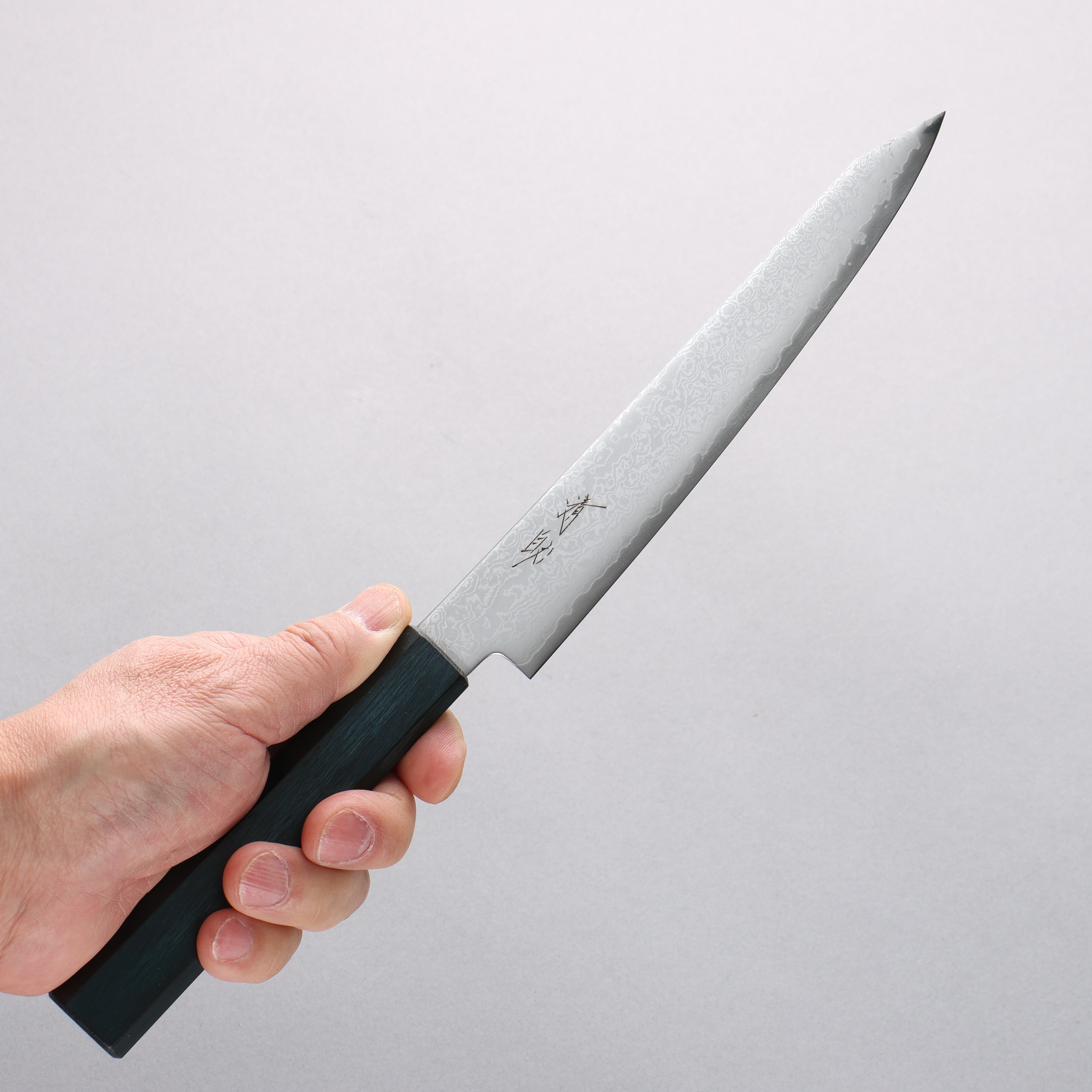 Seisuke VG10 Damascus Kiritsuke Petty-Utility 180mm Oak (Indigo Dyed) Handle - Japanny - Best Japanese Knife