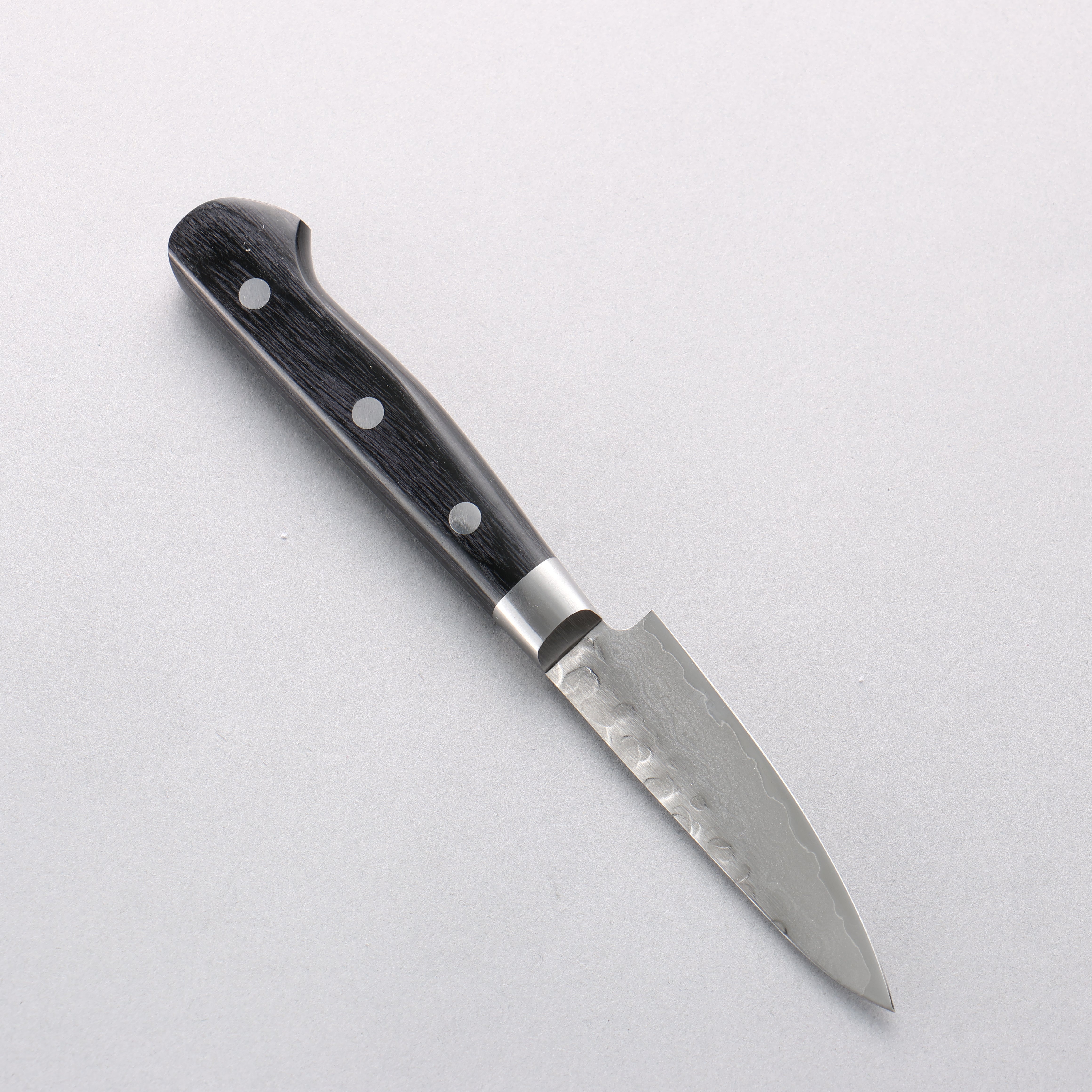 Sakai Takayuki VG10 Hammered Damascus 17 Layer Paring 80mm Black Pakka wood Handle - Japanny - Best Japanese Knife