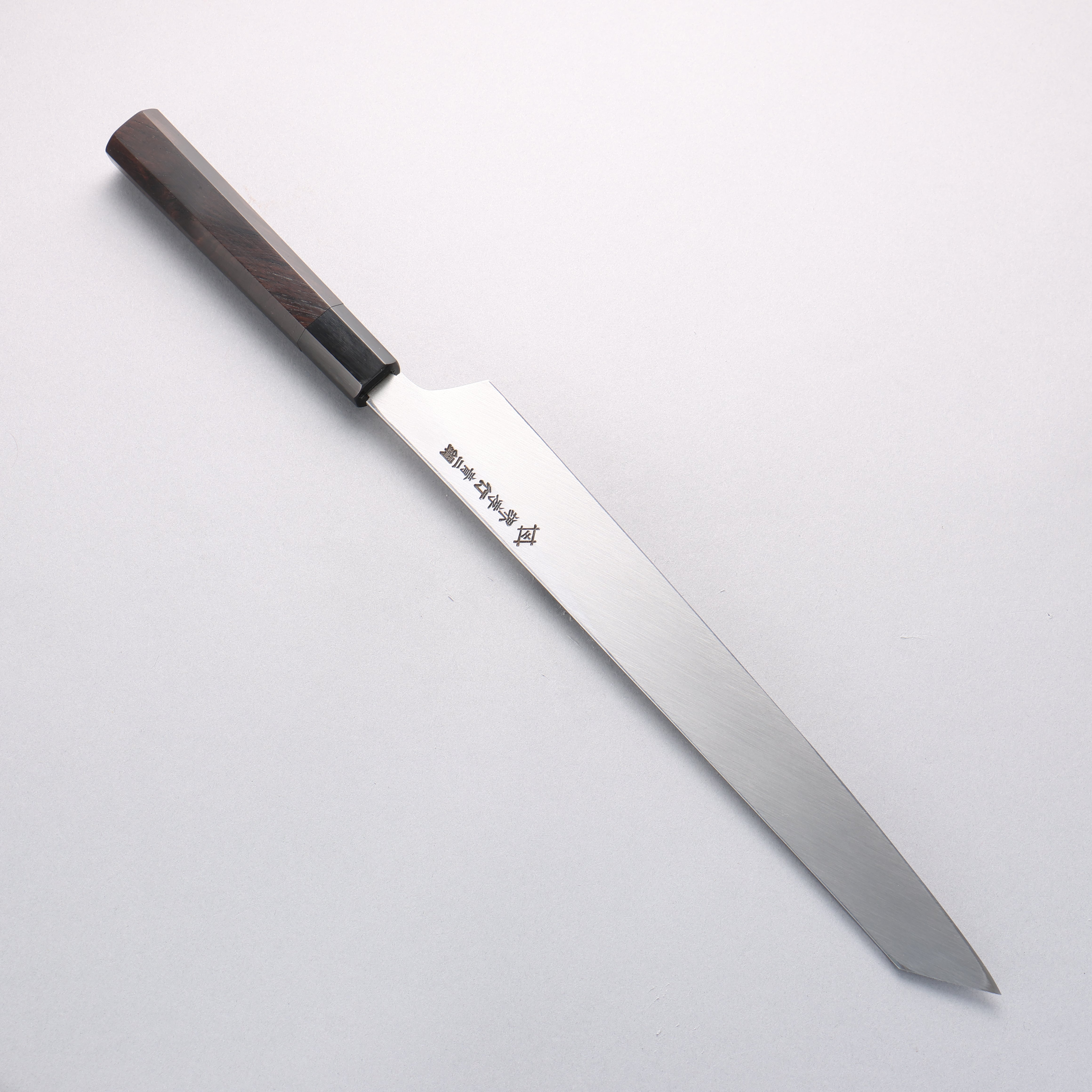Sakai Takayuki Hien Blue Steel No.2 Mirrored Finish Kengata Yanagiba 300mm Ebony Wood Handle with Sheath - Japanny - Best Japanese Knife