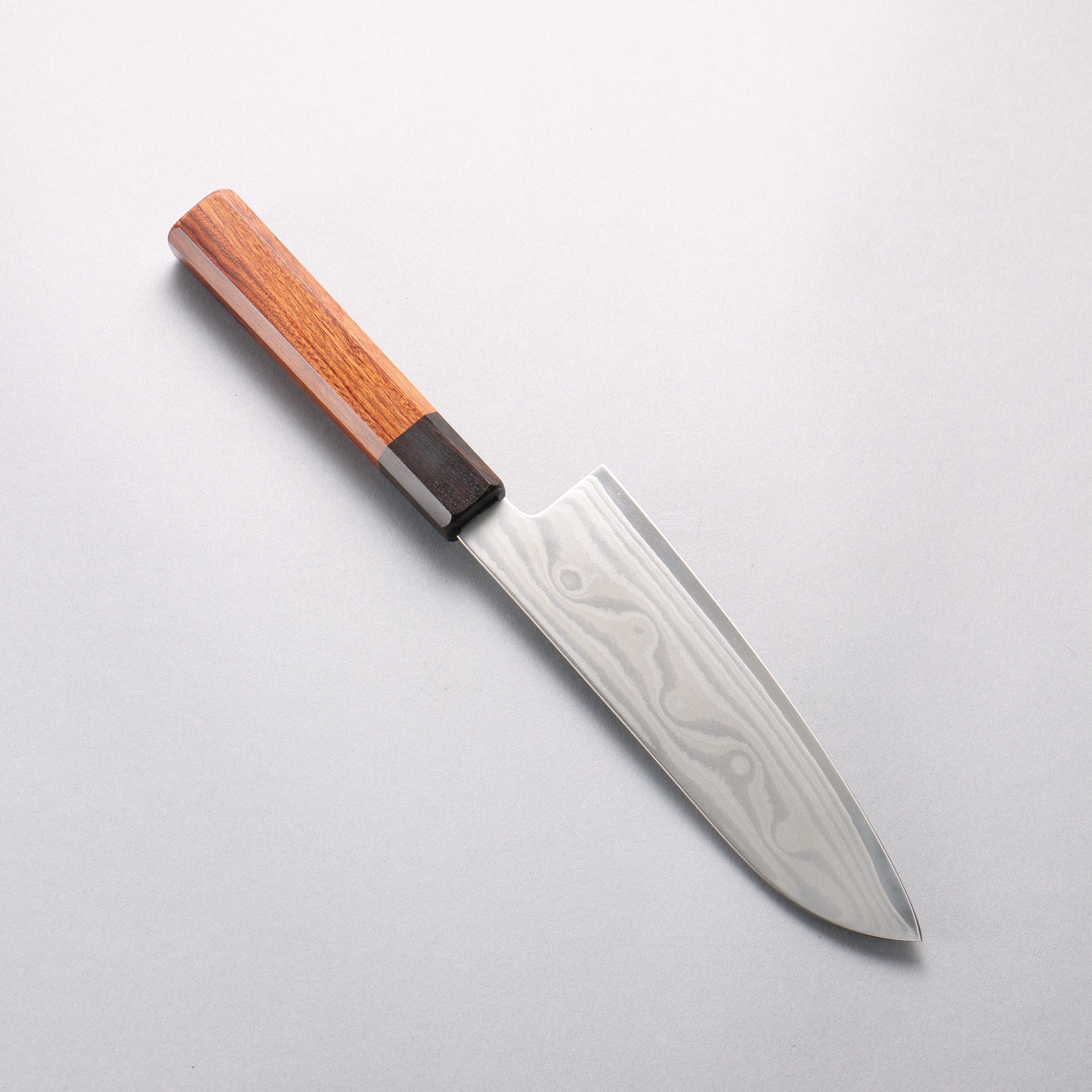 Sakai Takayuki Grand Chef Hamon B��hler SP Steel 45 Layer Damascus Santoku 170mm Rosewood (Ferrule: Black Pakka Wood) Handle - Japanny - Best Japanese Knife