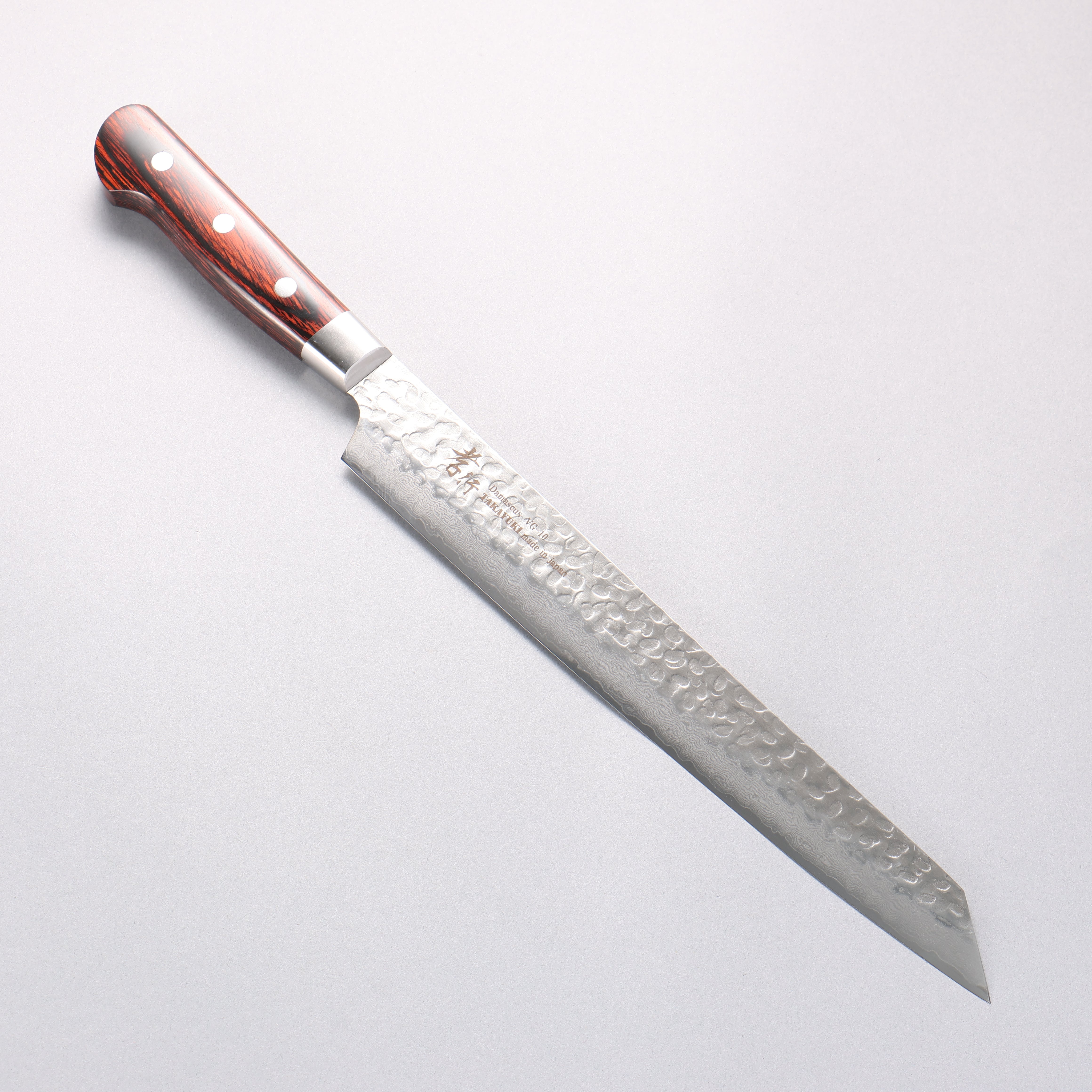 Sakai Takayuki VG10 33 Layer Damascus Kengata Yanagiba 270mm Mahogany Pakka wood Handle - Japanny - Best Japanese Knife