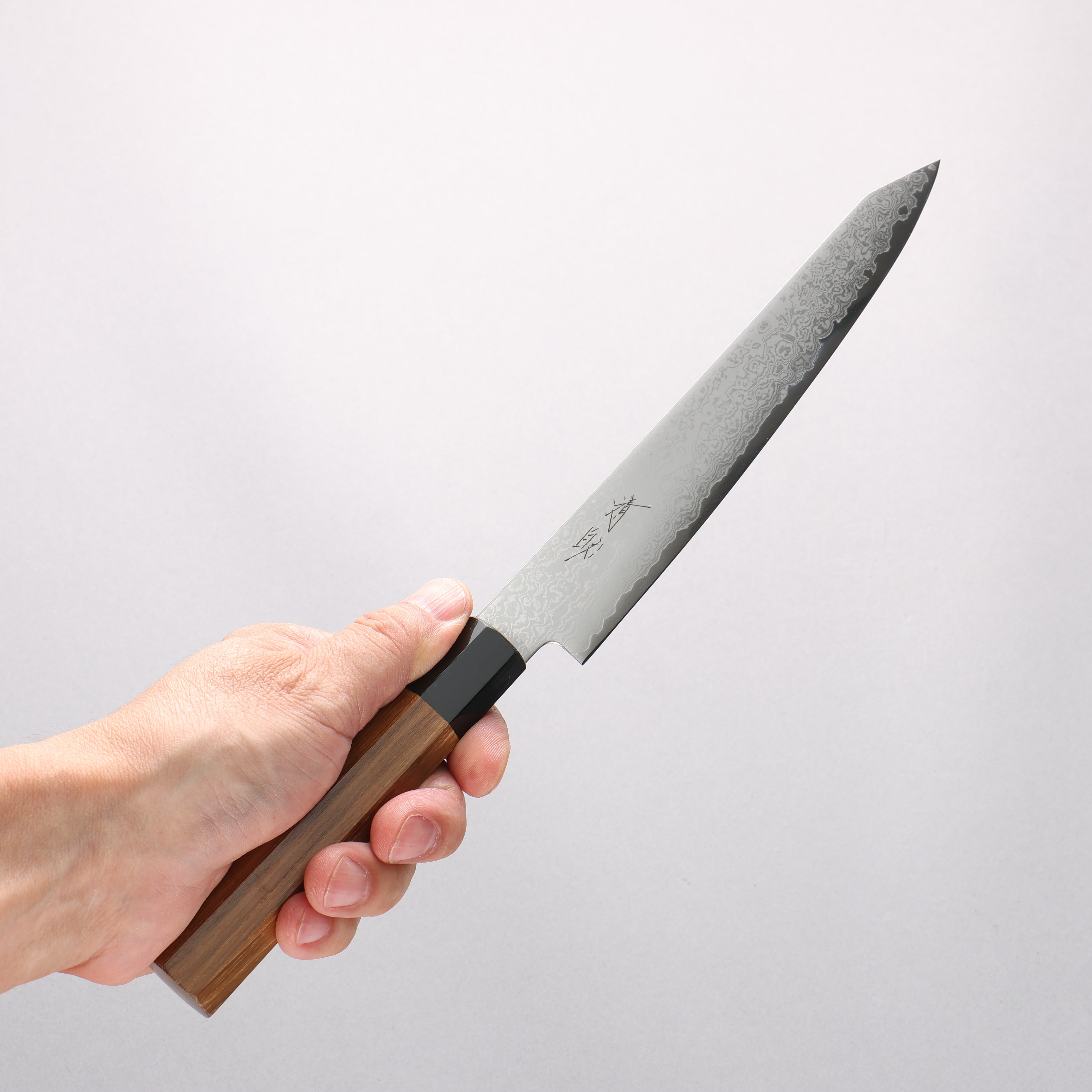 Seisuke VG10 Damascus Kiritsuke Petty-Utility 180mm Teak (ferrule: Black Plastic) Handle - Japanny - Best Japanese Knife