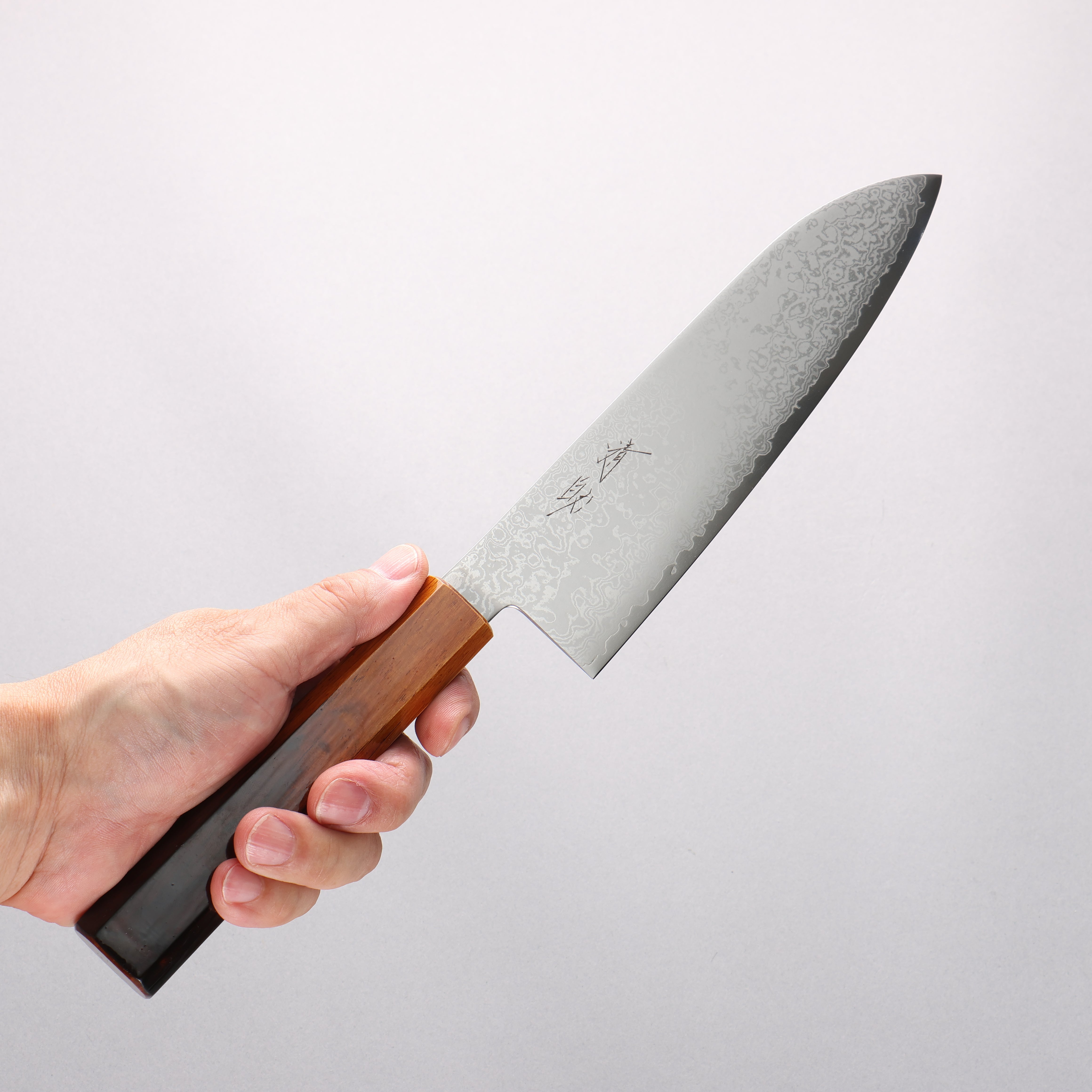 Seisuke VG10 Damascus Santoku 180mm Burnt Wood Lacquered Handle - Japanny - Best Japanese Knife