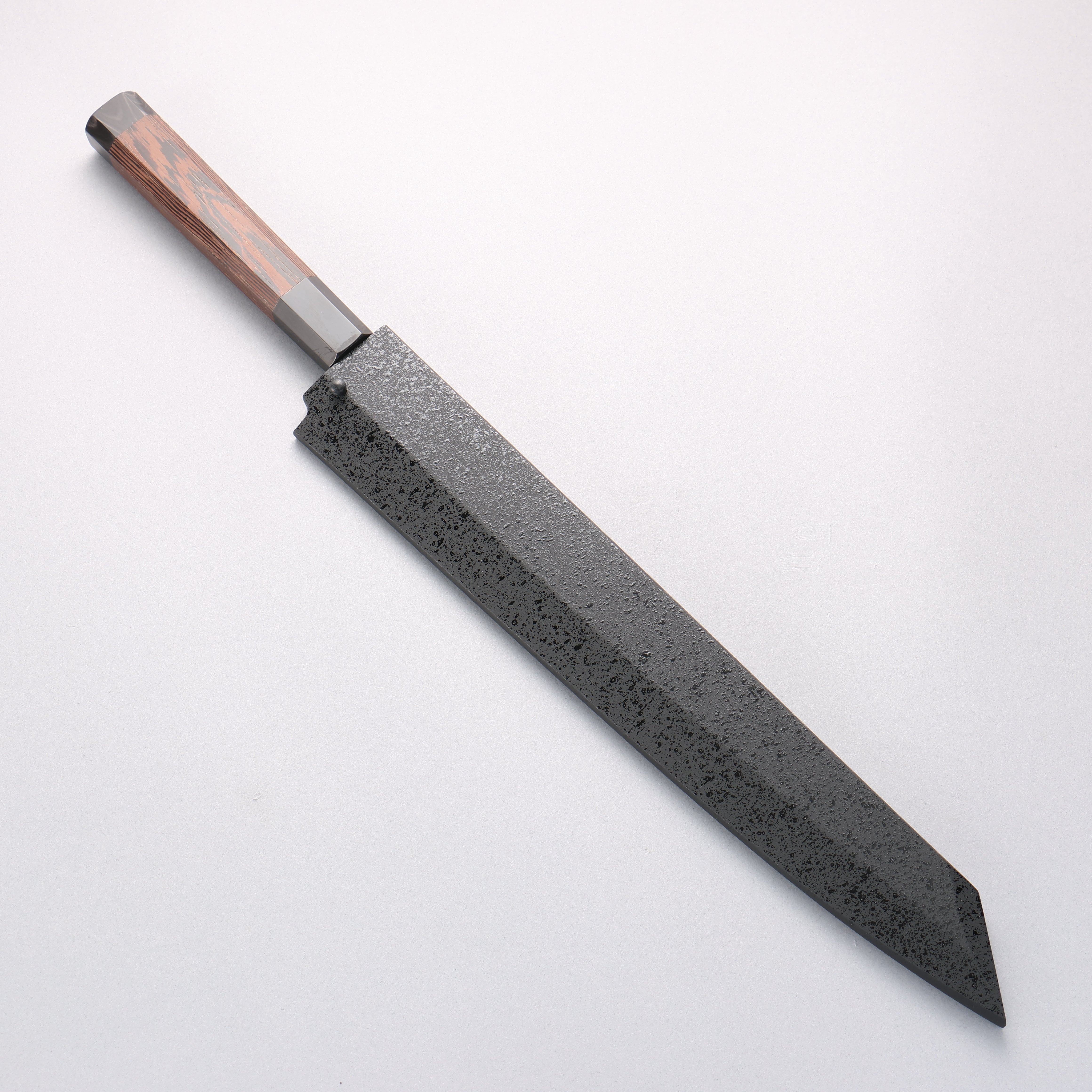 Sakai Takayuki Ginryu Honyaki Swedish Steel Mirrored Finish Kengata Yanagiba 300mm Wenge with Double Water Buffalo Ring Handle with Sheath - Japanny - Best Japanese Knife