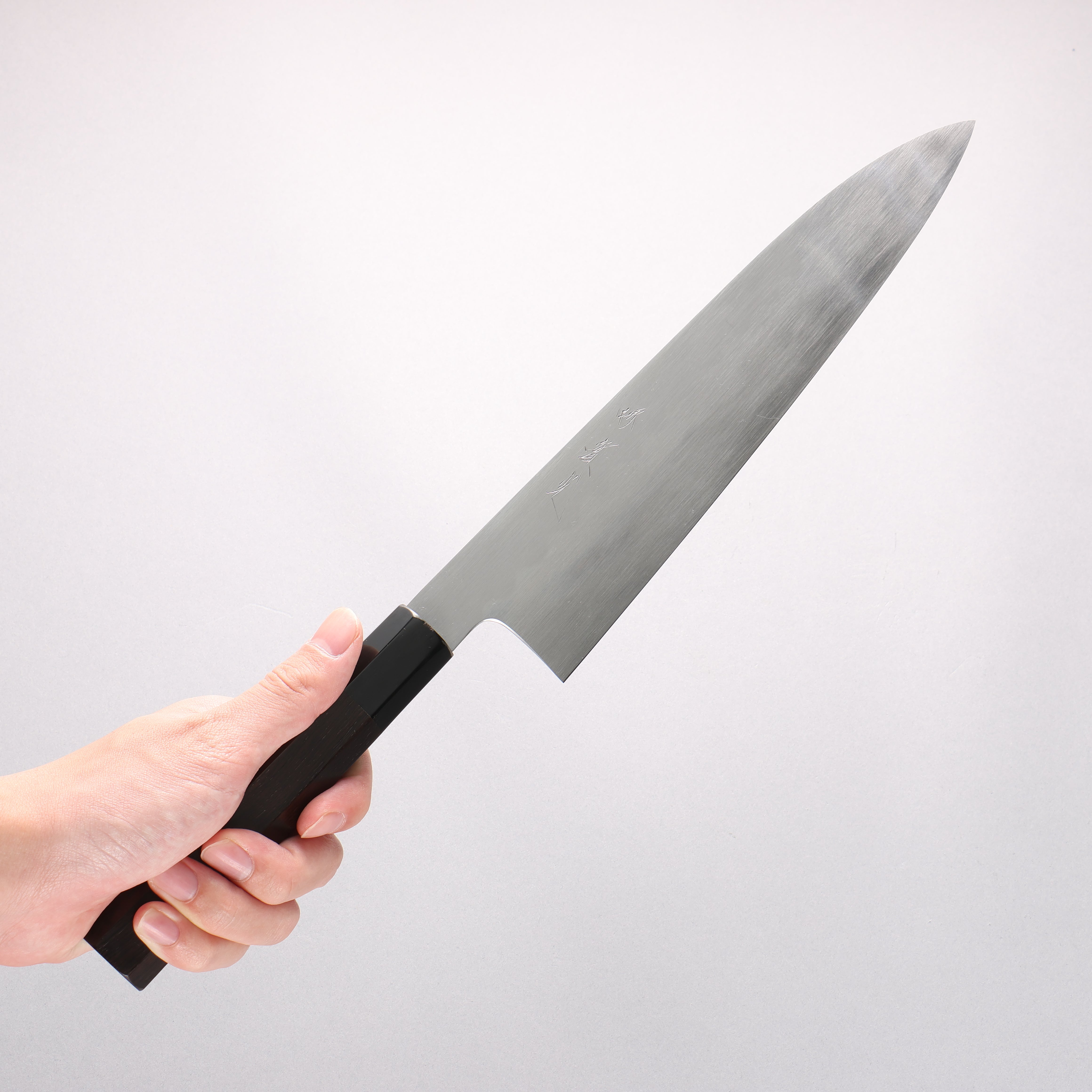 Jikko Honyaki White Steel No.3 Kasumitogi Gyuto 240mm Ebony Wood Handle - Japanny - Best Japanese Knife