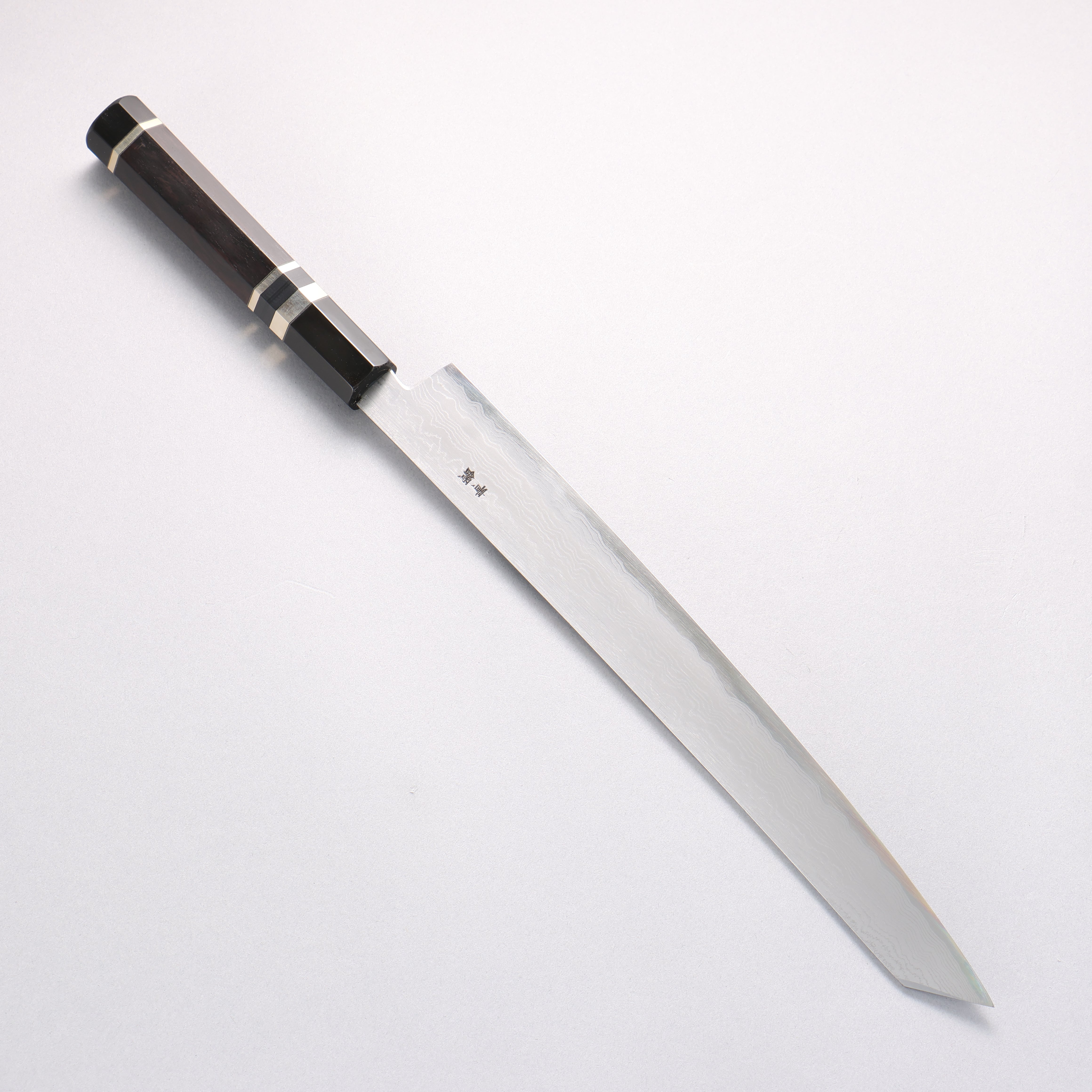 Jikko Blue Steel Damascus Kiritsuke Sujihiki 300mm Ebony with Double Ring Handle - Japanny - Best Japanese Knife