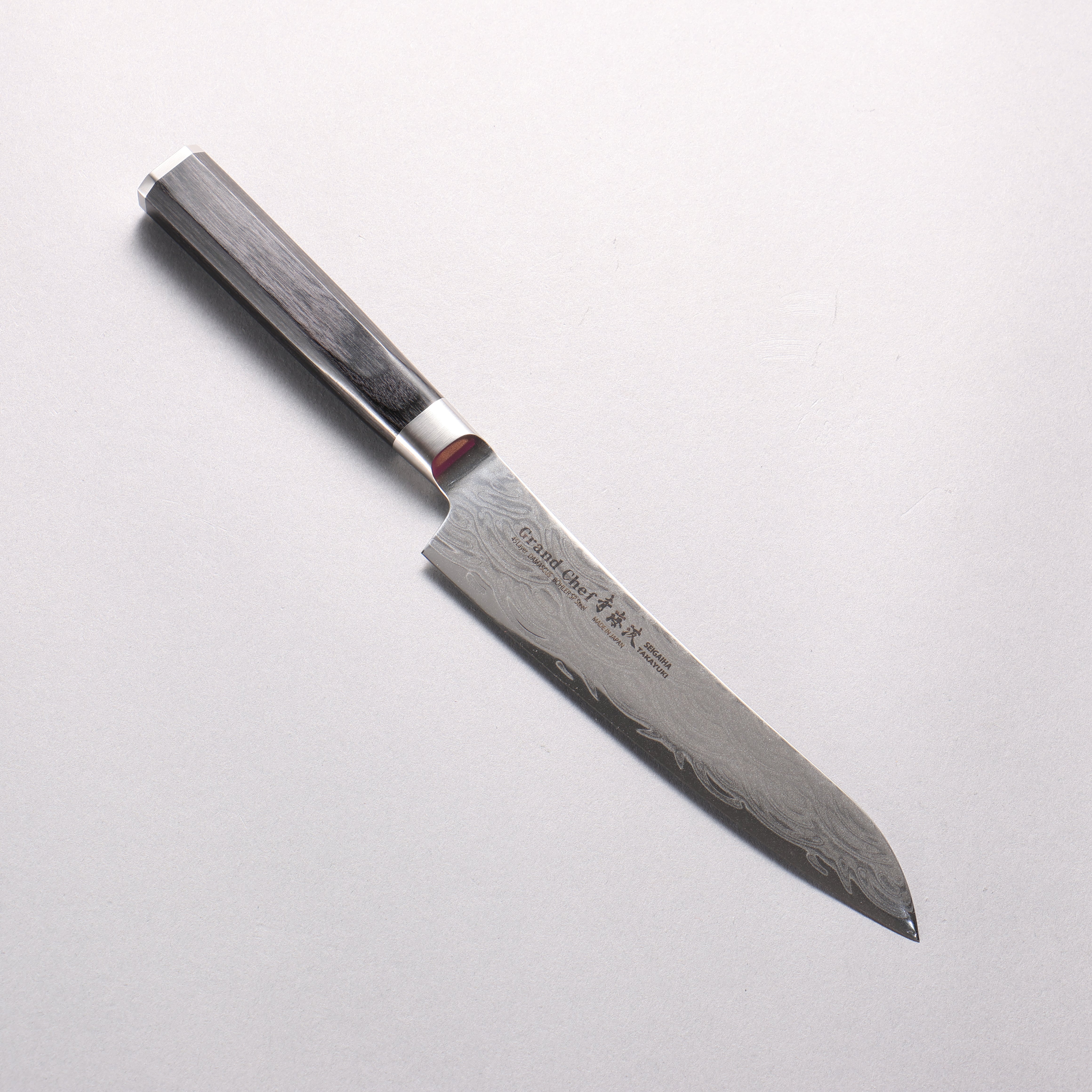 Sakai Takayuki Seigaiha (Blue Ocean Wave) B��hler SP Steel 45 Layer Damascus Migaki Finished Petty-Utility 150mm Black Pakka wood Handle - Japanny - Best Japanese Knife