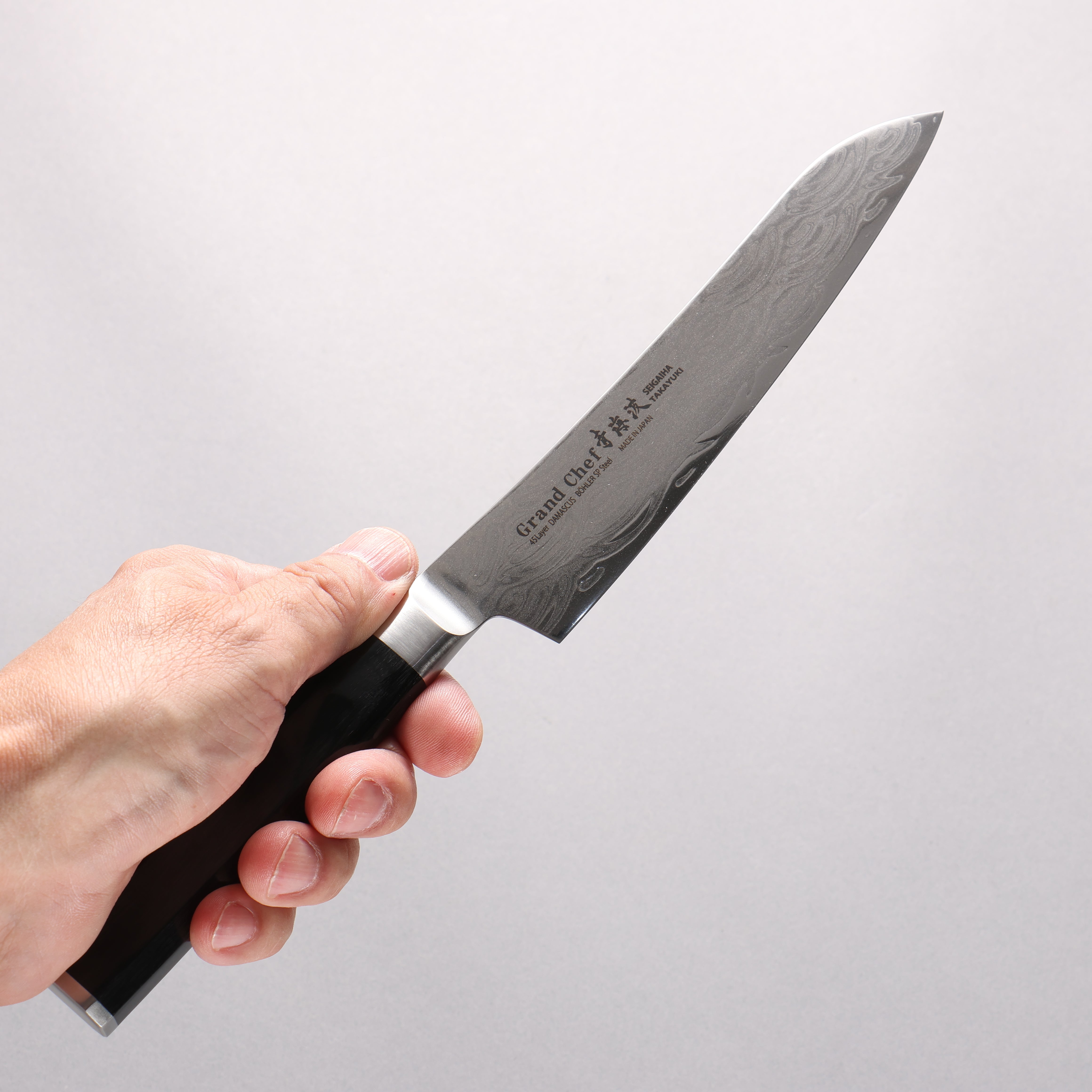 Sakai Takayuki Seigaiha (Blue Ocean Wave) B��hler SP Steel 45 Layer Damascus Migaki Finished Petty-Utility 150mm Black Pakka wood Handle - Japanny - Best Japanese Knife