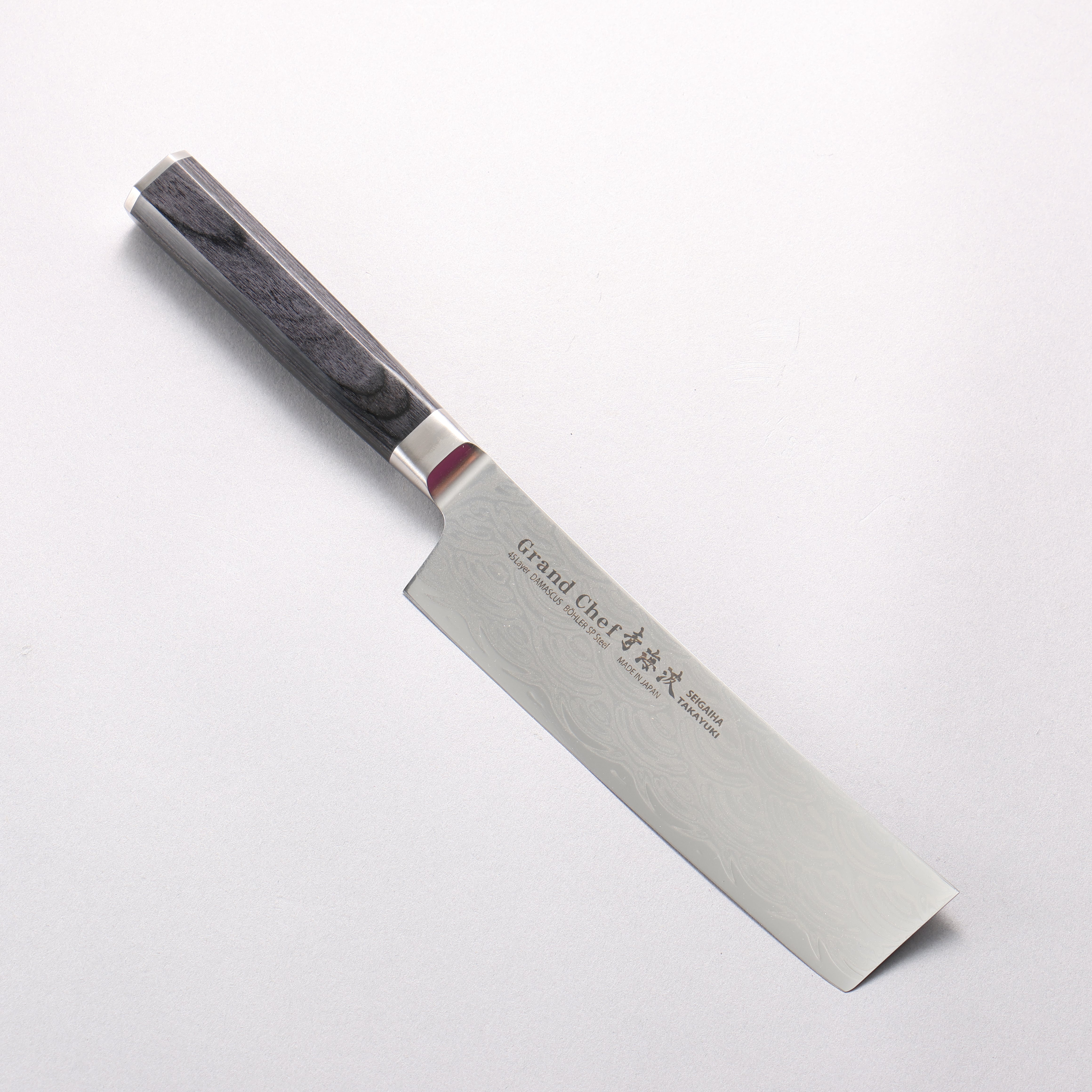 Sakai Takayuki Seigaiha (Blue Ocean Wave) B��hler SP Steel 45 Layer Damascus Migaki Finished Nakiri 160mm Black Pakka wood Handle - Japanny - Best Japanese Knife