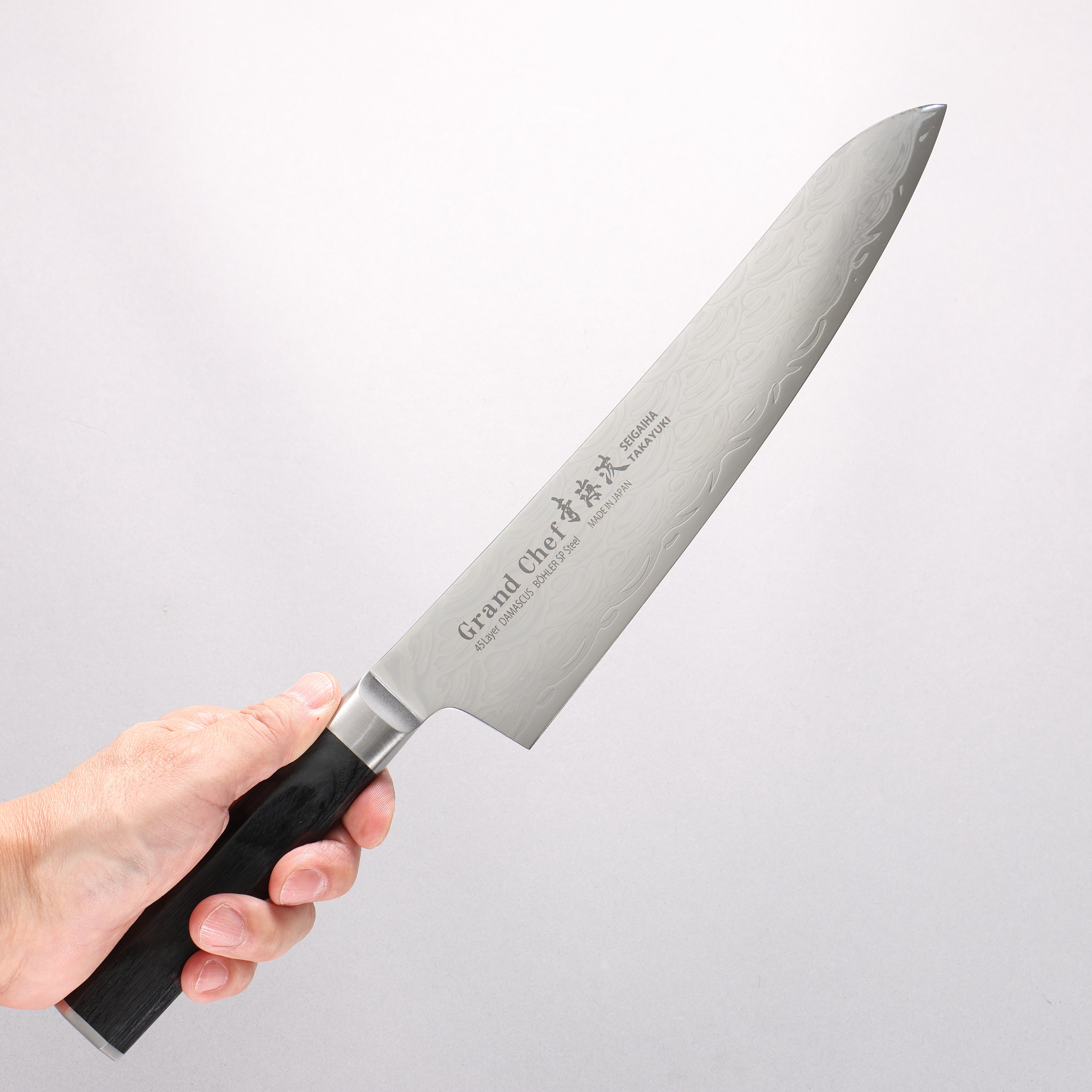 Sakai Takayuki Seigaiha (Blue Ocean Wave) B��hler SP Steel 45 Layer Damascus Migaki Finished Gyuto 240mm Black Pakka wood Handle - Japanny - Best Japanese Knife